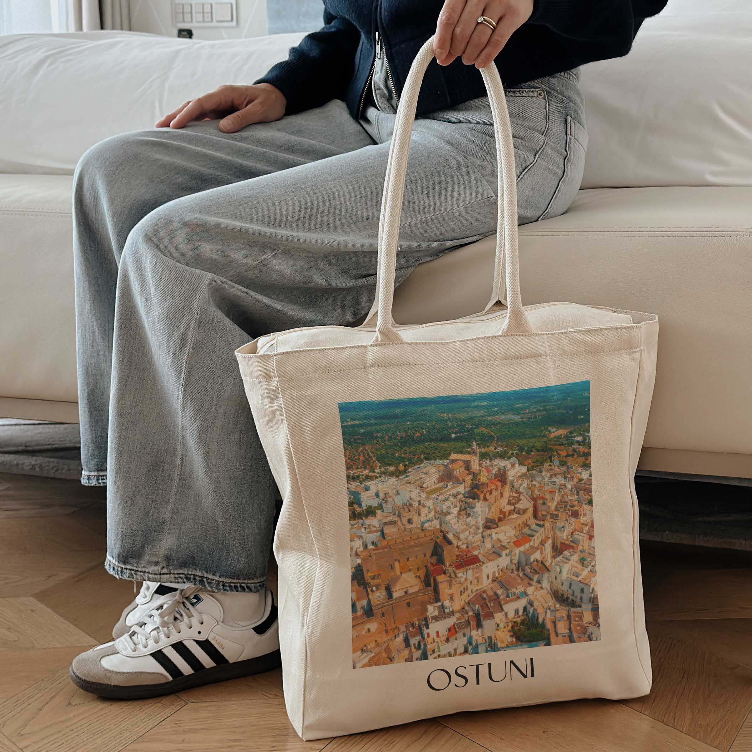 ostuni-apulien-italien-einkaufstasche-oil-painting-oelgemaelde