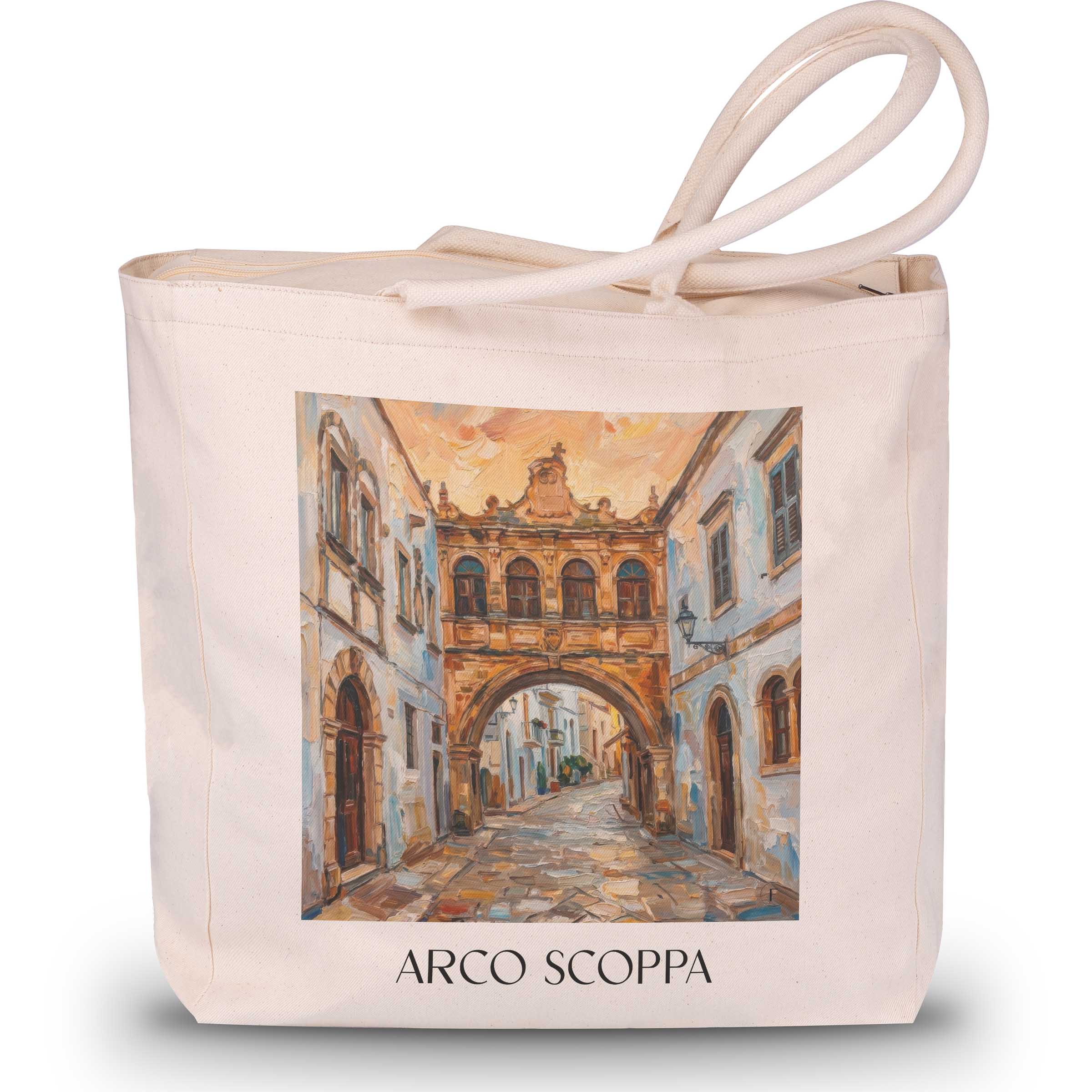 Arco Scoppa Shopping Tasche - Ostuni - Italien Tote Bag - Einkaufstasche im Ölgemälde Stil