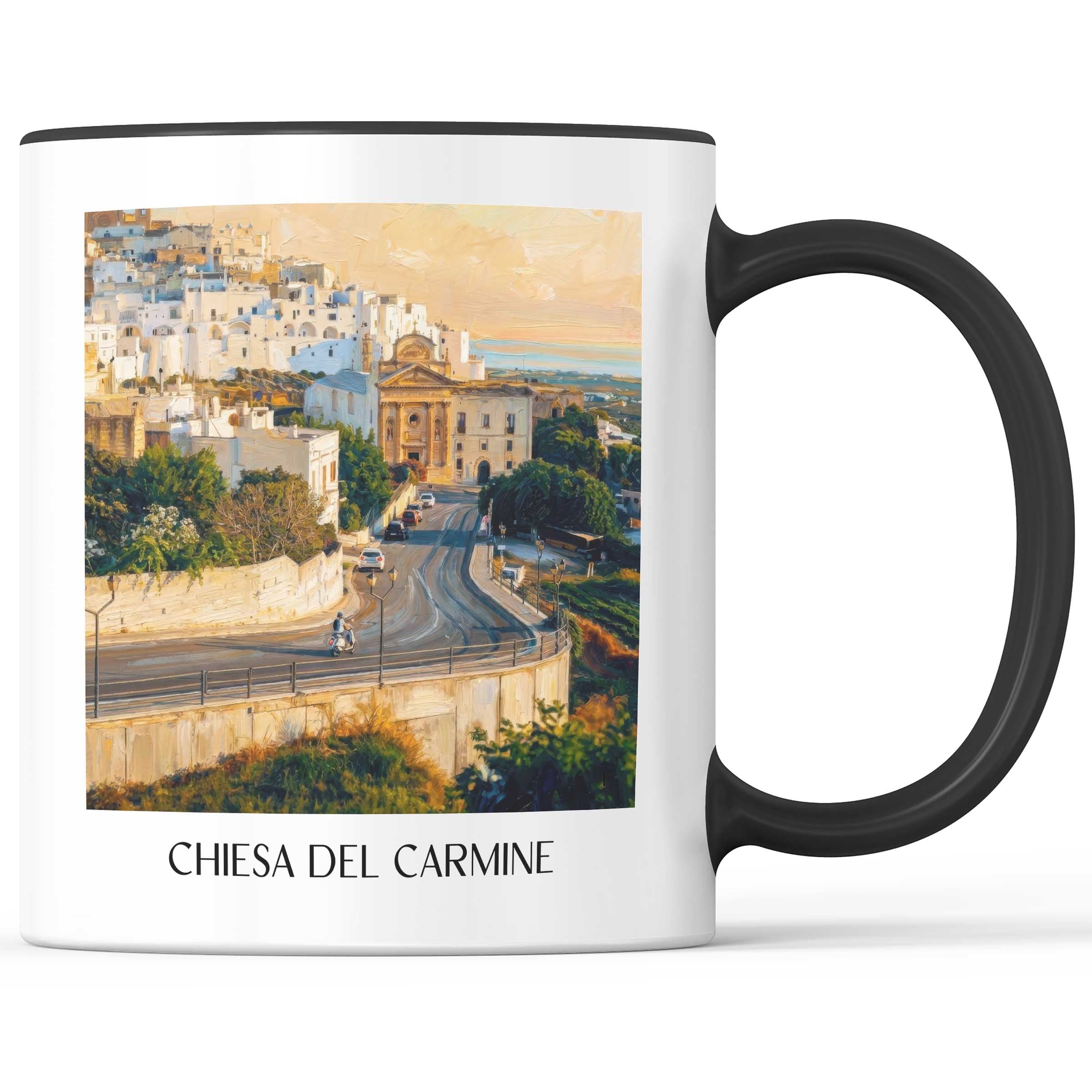 Chiesa del Carmine Kaffeebecher - Ostuni - Italien Becher - Kaffeetasse im Ölgemälde Stil