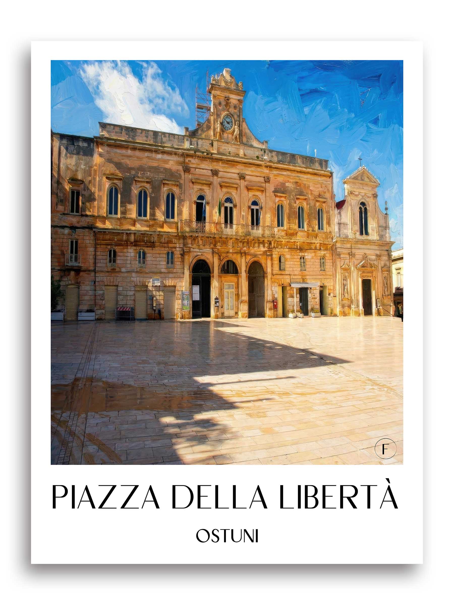 Piazza della Libertà Poster - Ostuni - Italien Kunstdruck - Ölgemälde von A4 bis A1