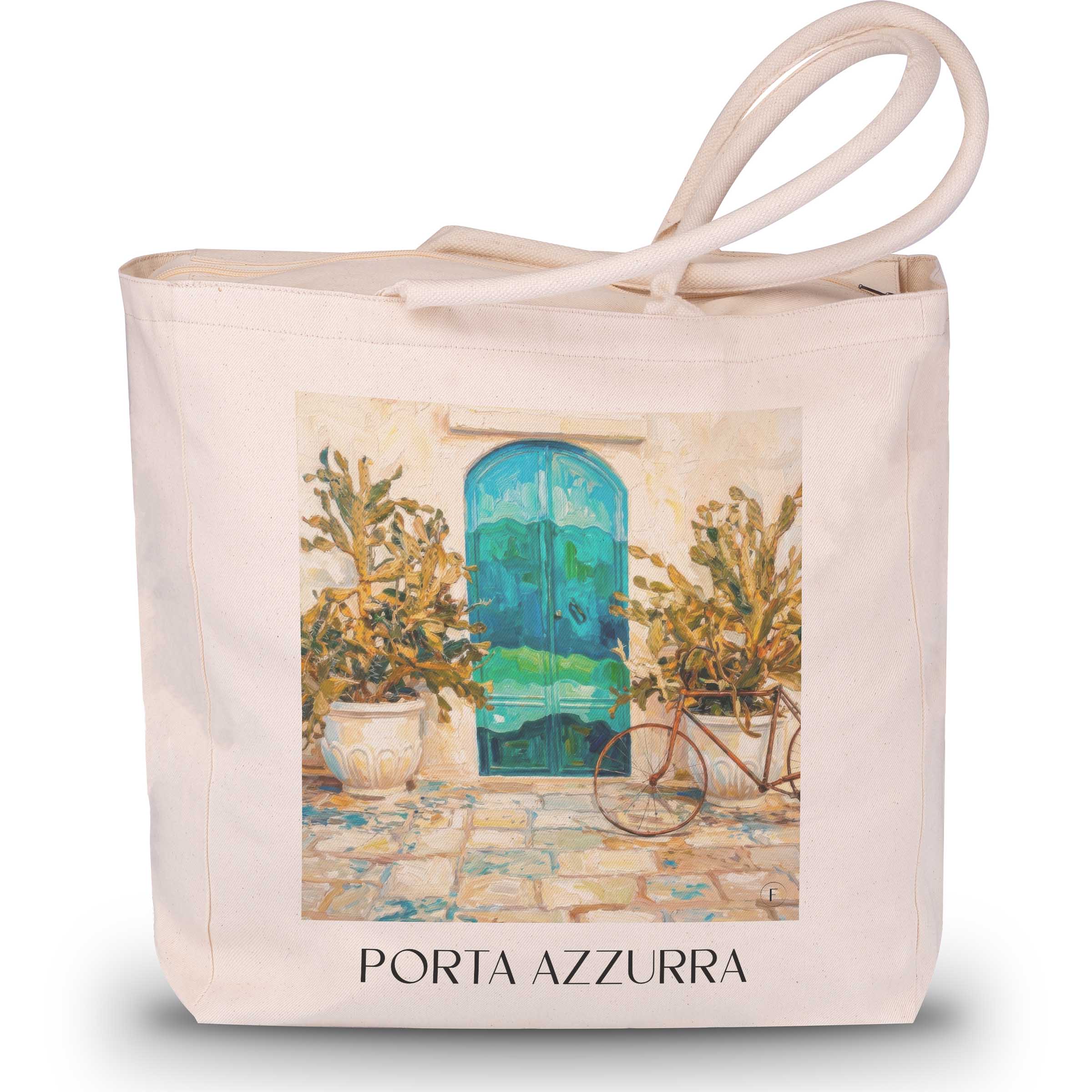porta-azzurra-ostuni-italien-einkaufstasche-oil-painting-oelgemaelde
