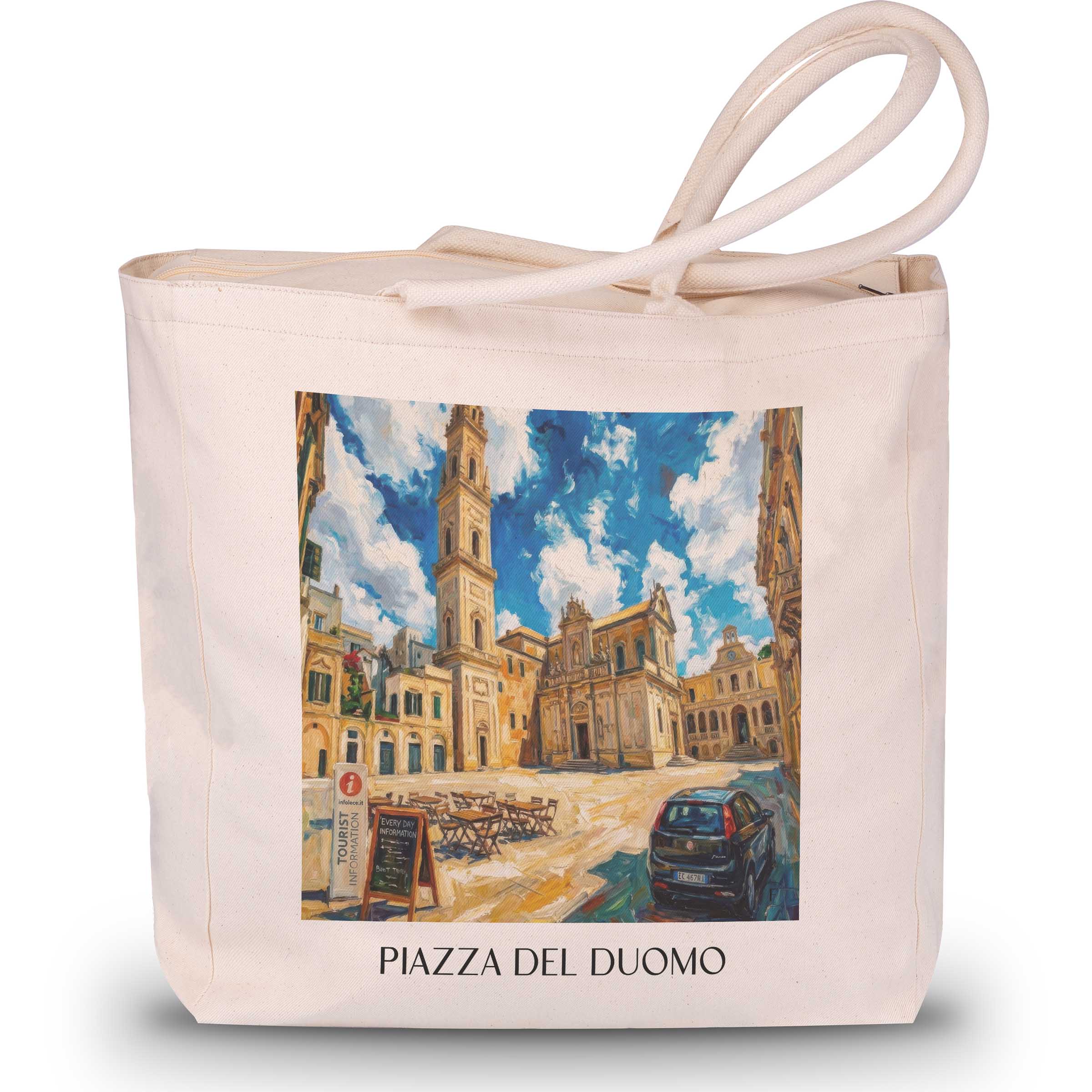 Piazza del Duomo Shopping Tasche - Lecce - Italien Tote Bag - Einkaufstasche im Ölgemälde Stil