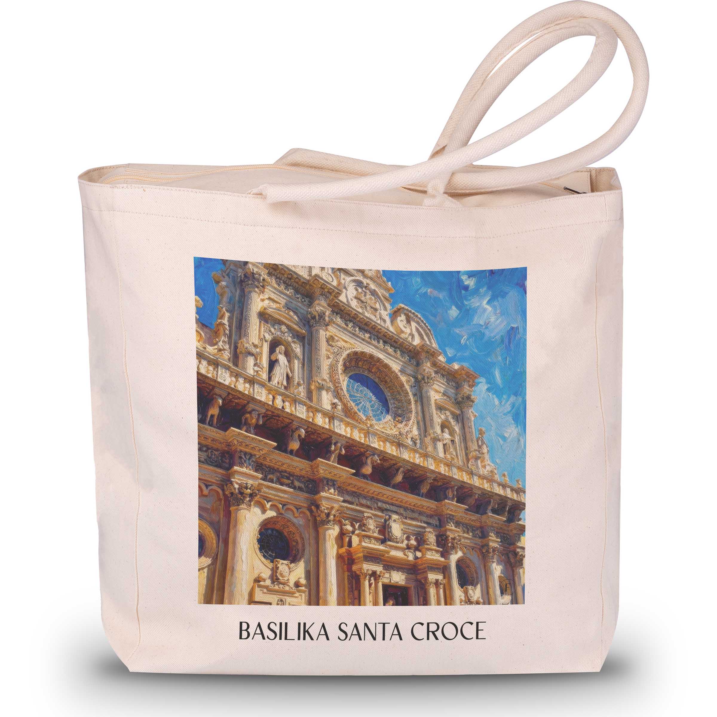 basilika-santa-croce-lecce-italien-einkaufstasche-oil-painting-oelgemaelde