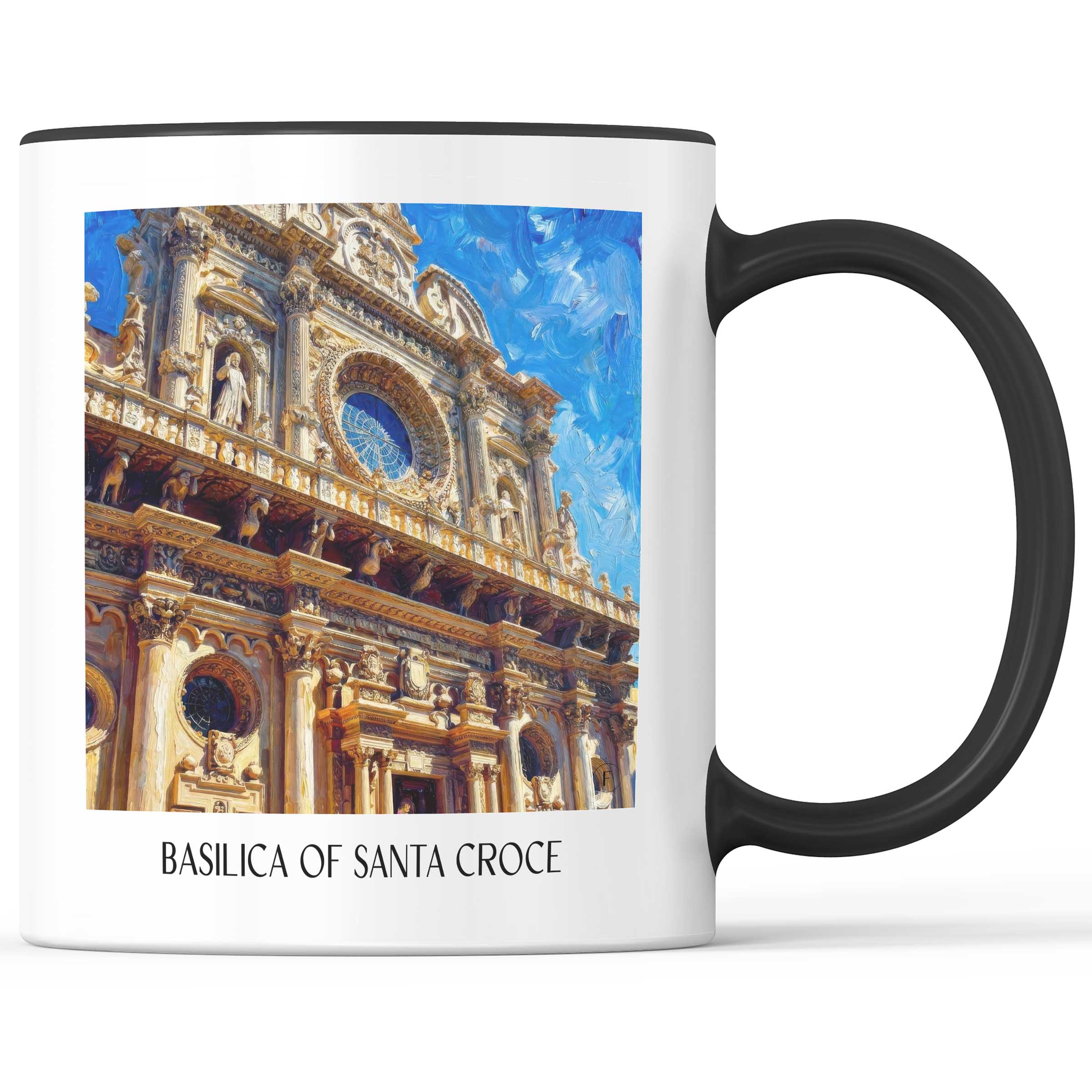 Basilika Santa Croce Kaffeebecher - Lecce - Italien Becher - Kaffeetasse im Ölgemälde Stil