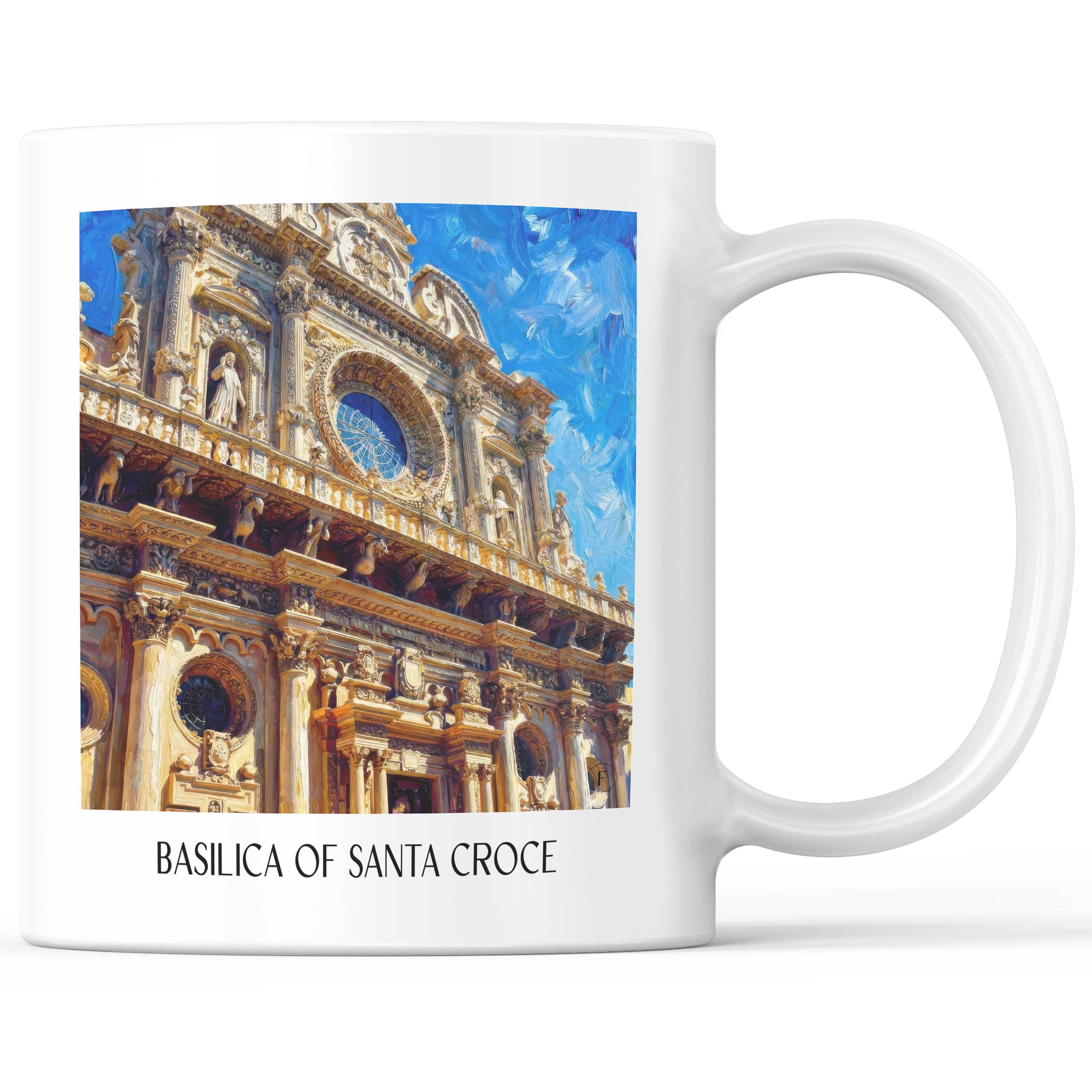 Basilika Santa Croce Kaffeebecher - Lecce - Italien Becher - Kaffeetasse im Ölgemälde Stil
