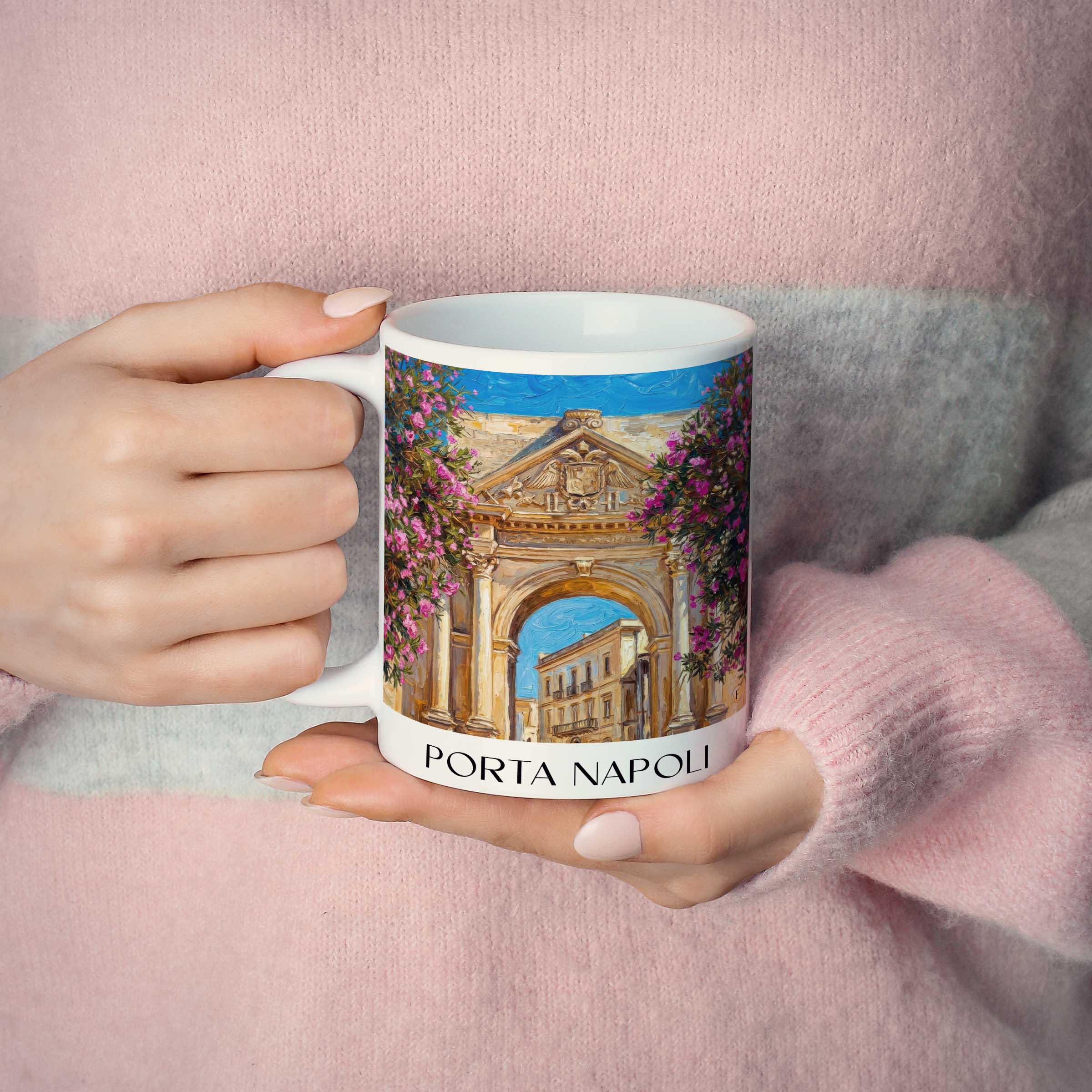 porta-napoli-lecce-italien-kaffeebecher-oil-painting-oelgemaelde