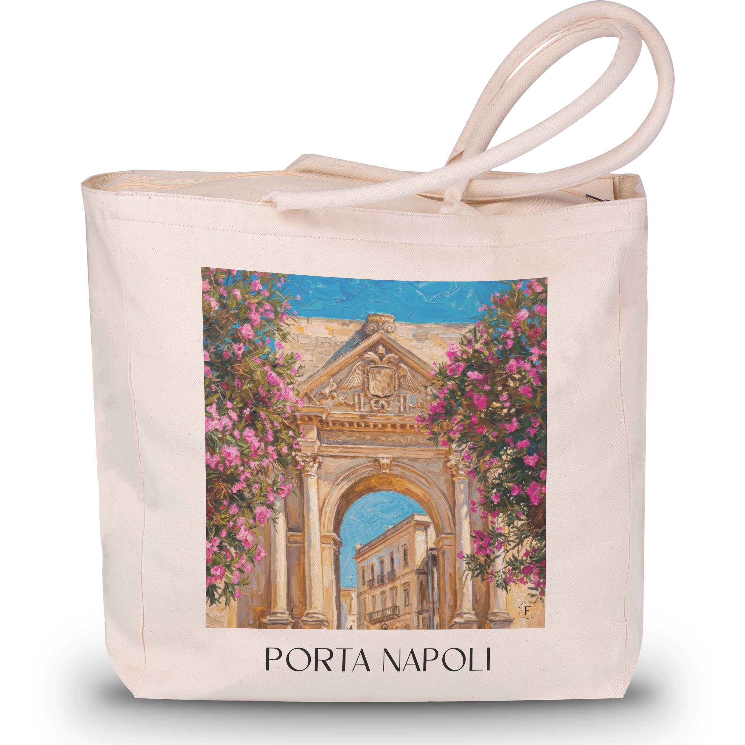 Porta Napoli Shopping Tasche - Lecce - Italien Tote Bag - Einkaufstasche im Ölgemälde Stil