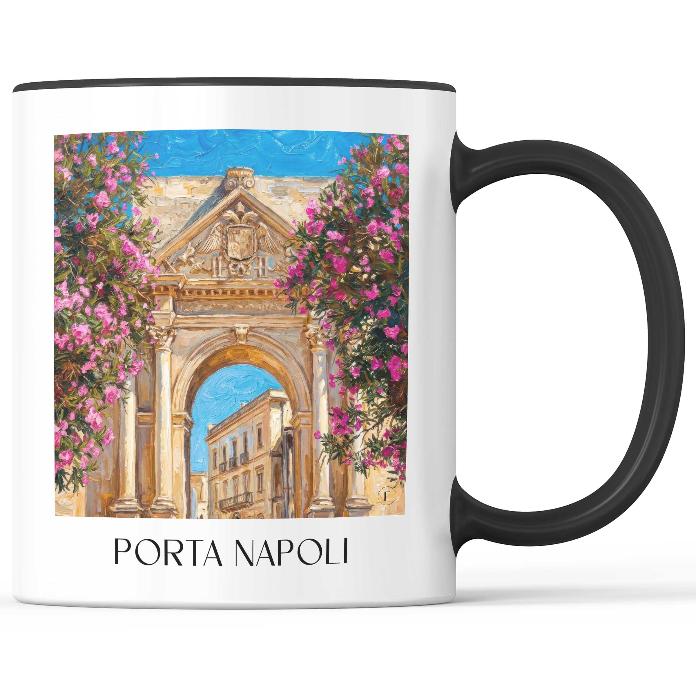 Porta Napoli Kaffeebecher - Lecce - Italien Becher - Kaffeetasse im Ölgemälde Stil