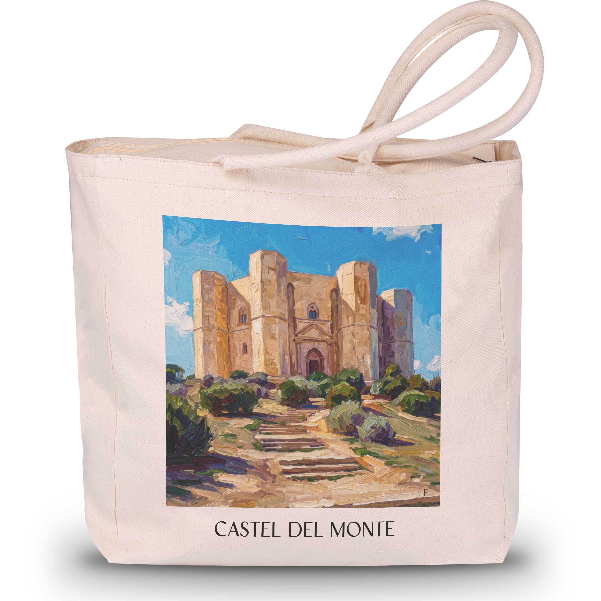 castel-del-monte-apulien-italien-einkaufstasche-oil-painting-oelgemaelde