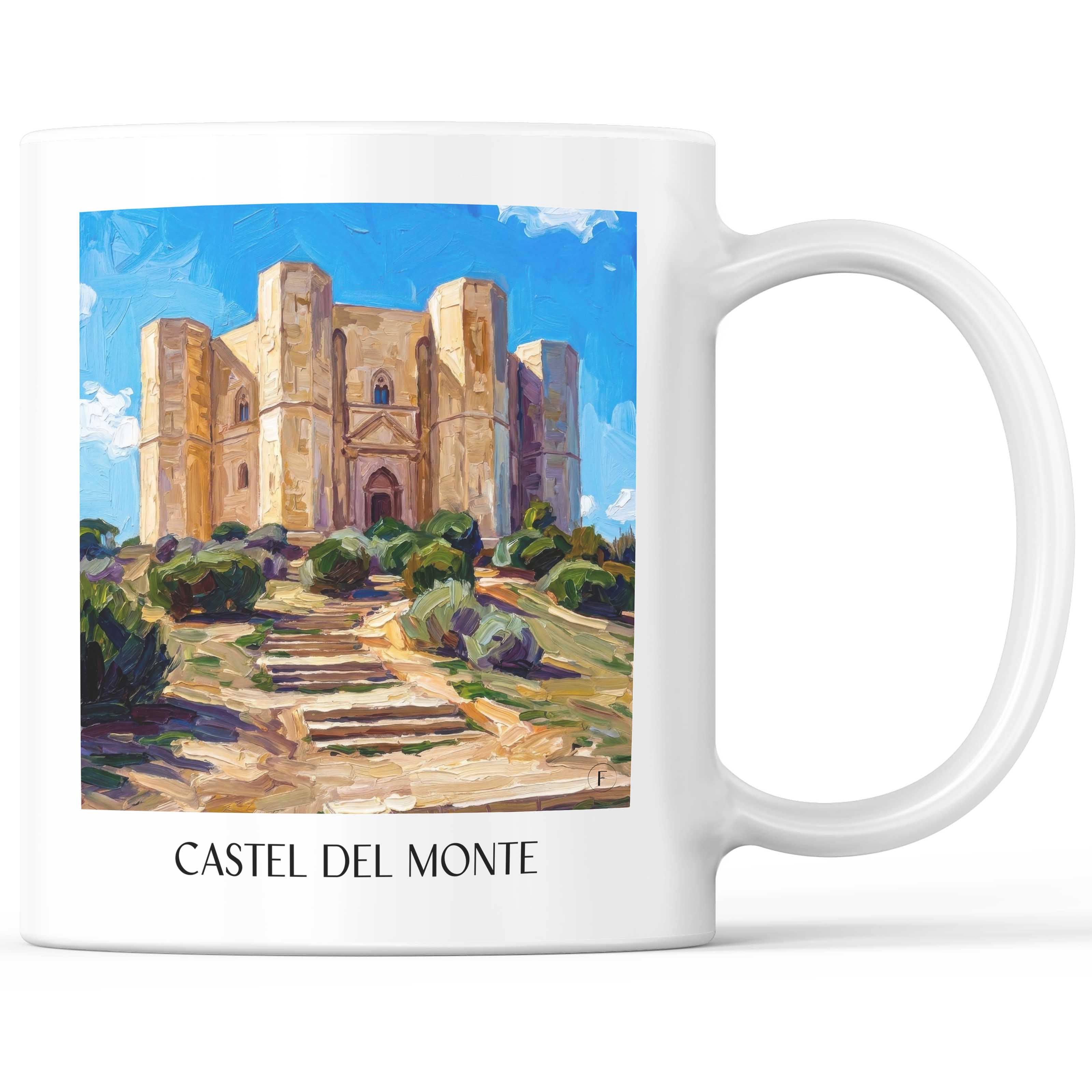 Castel del Monte Kaffeebecher - Apulien - Italien Becher - Kaffeetasse im Ölgemälde Stil