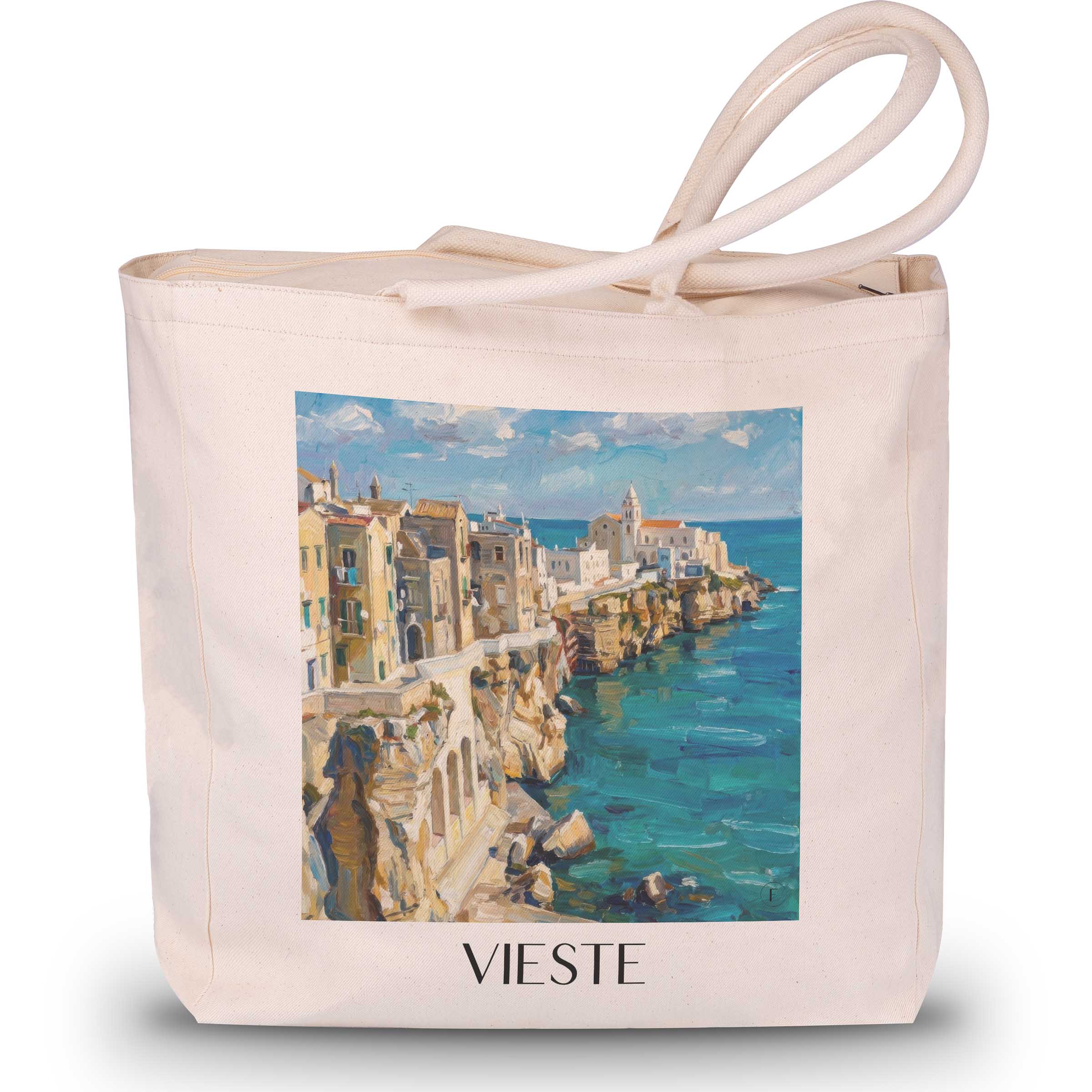 vieste-apulien-italien-einkaufstasche-oil-painting-oelgemaelde