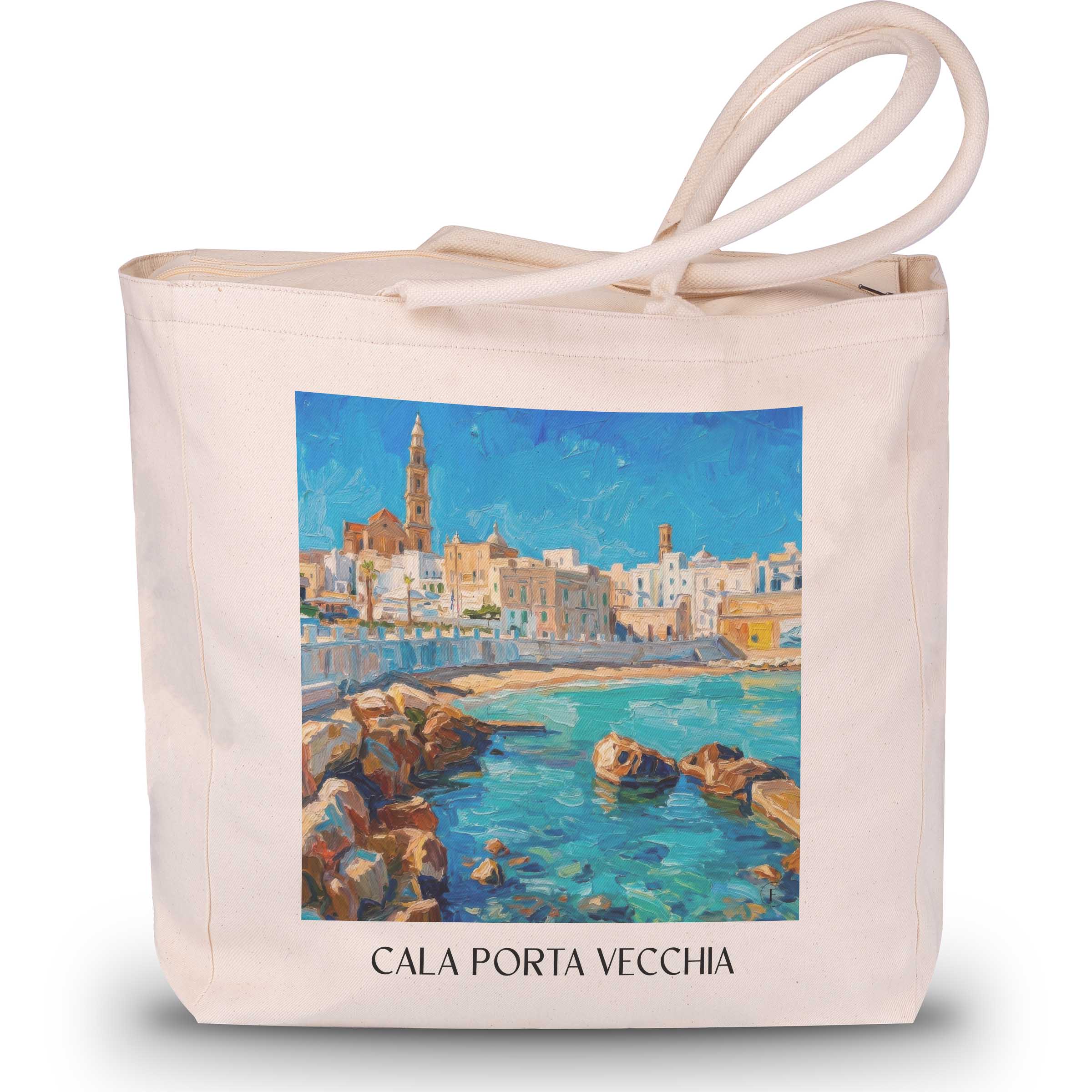 cala-porta-vecchia-monopoli-italien-einkaufstasche-oil-painting-oelgemaelde