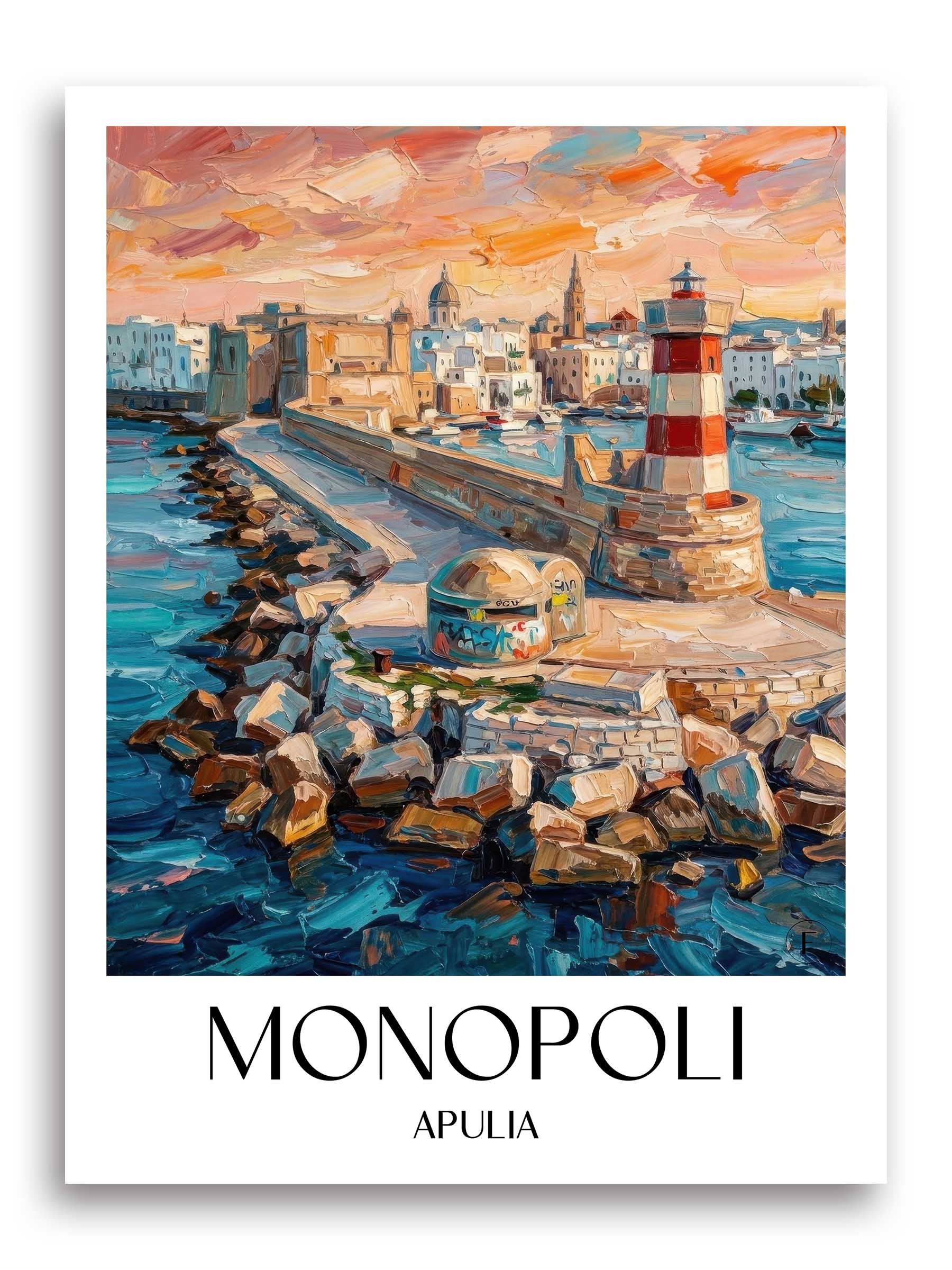 Monopoli Poster - Apulien - Italien Kunstdruck - Ölgemälde von A4 bis A1