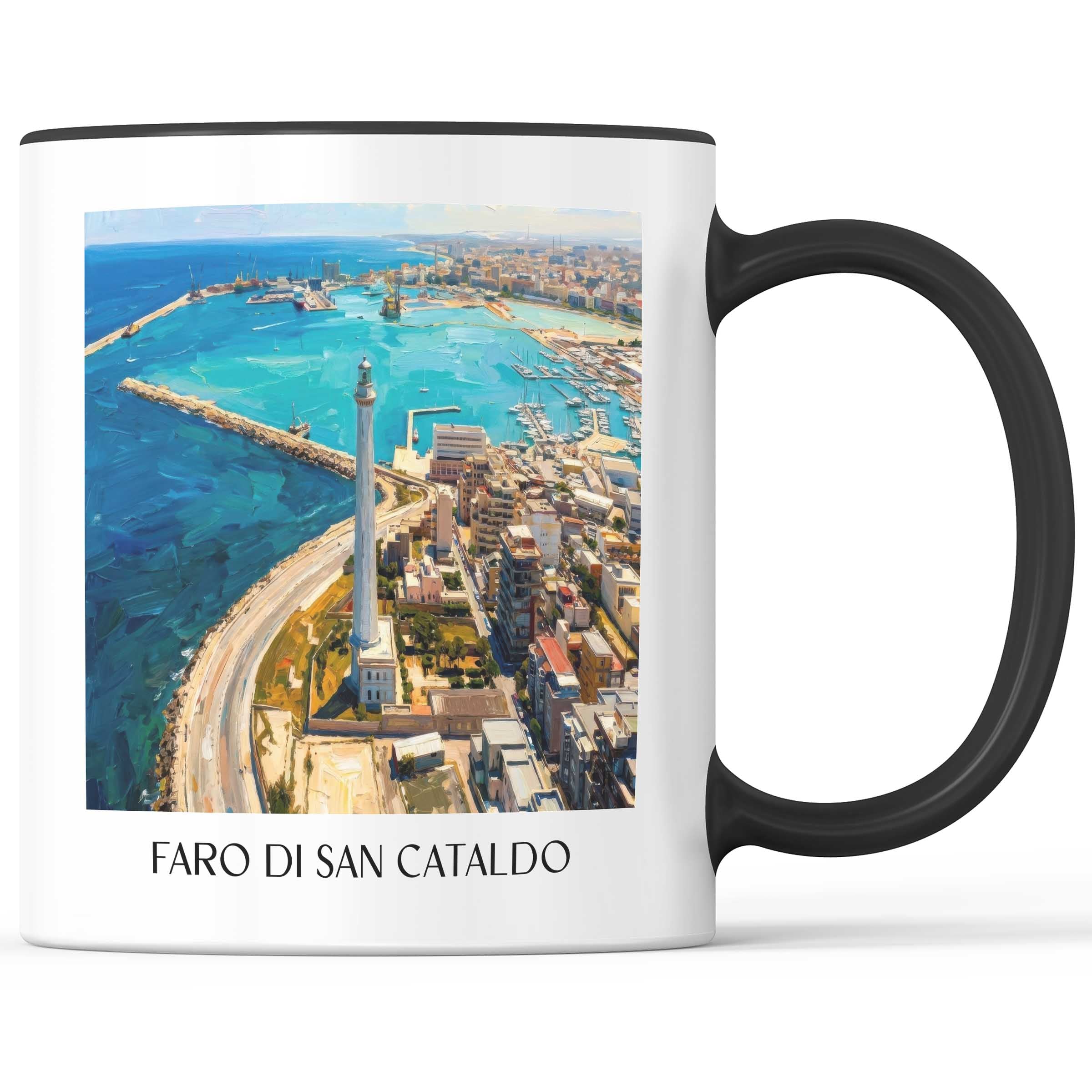 Faro di San Cataldo Kaffeebecher - Bari - Italien Becher - Kaffeetasse im Ölgemälde Stil