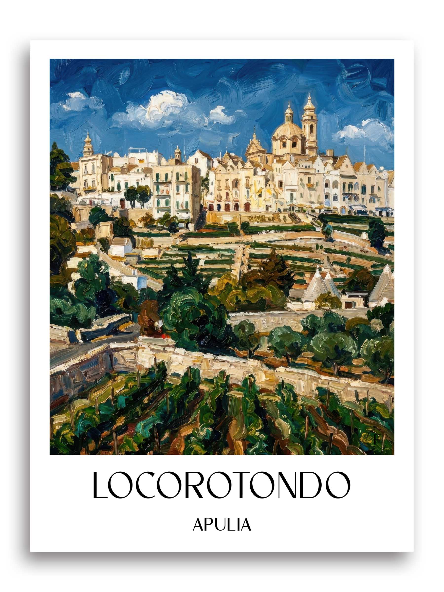 Locorotondo Poster - Apulien - Italien Kunstdruck - Ölgemälde von A4 bis A1
