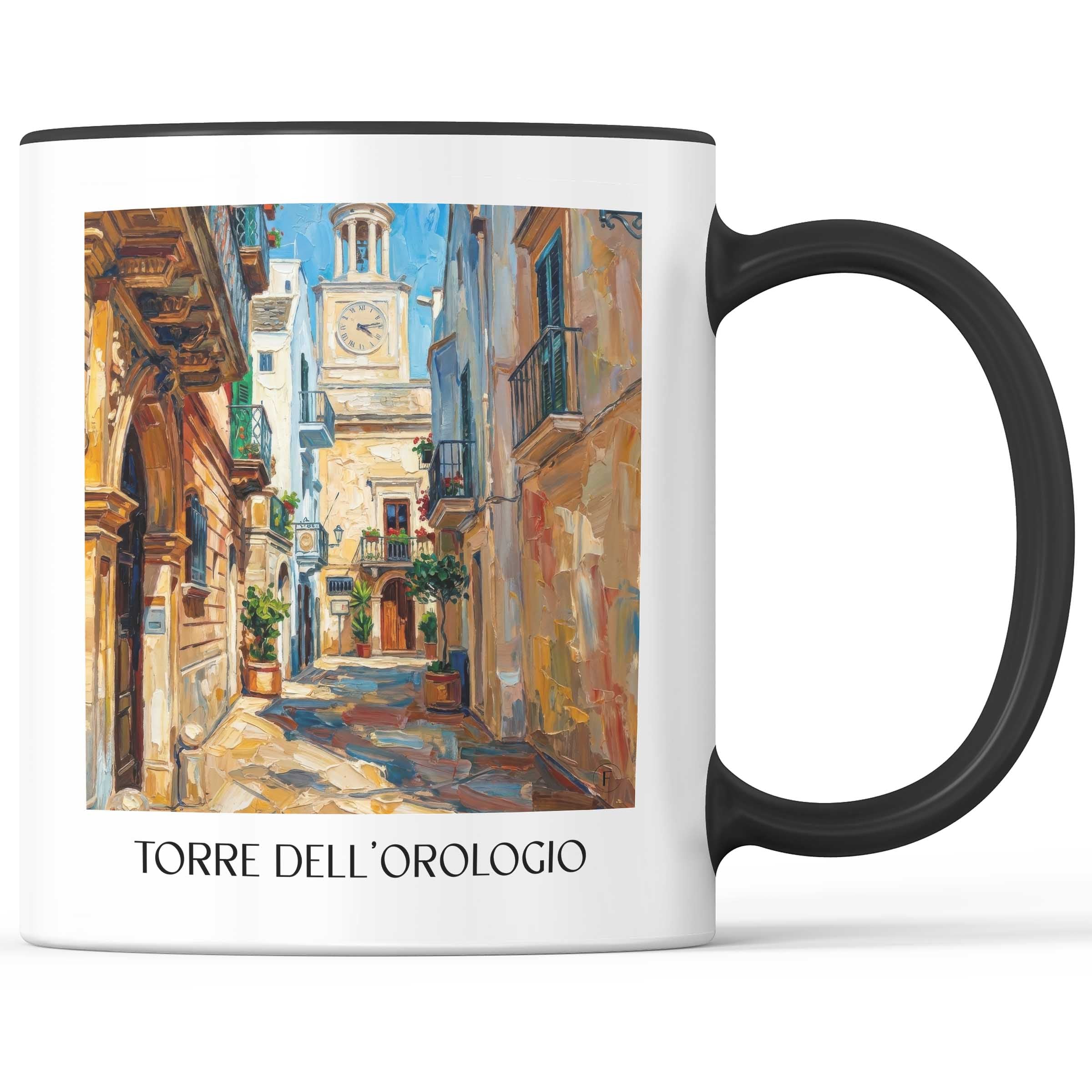 Torre dell´Orologio Kaffeebecher - Locorotondo - Italien Becher - Kaffeetasse im Ölgemälde Stil