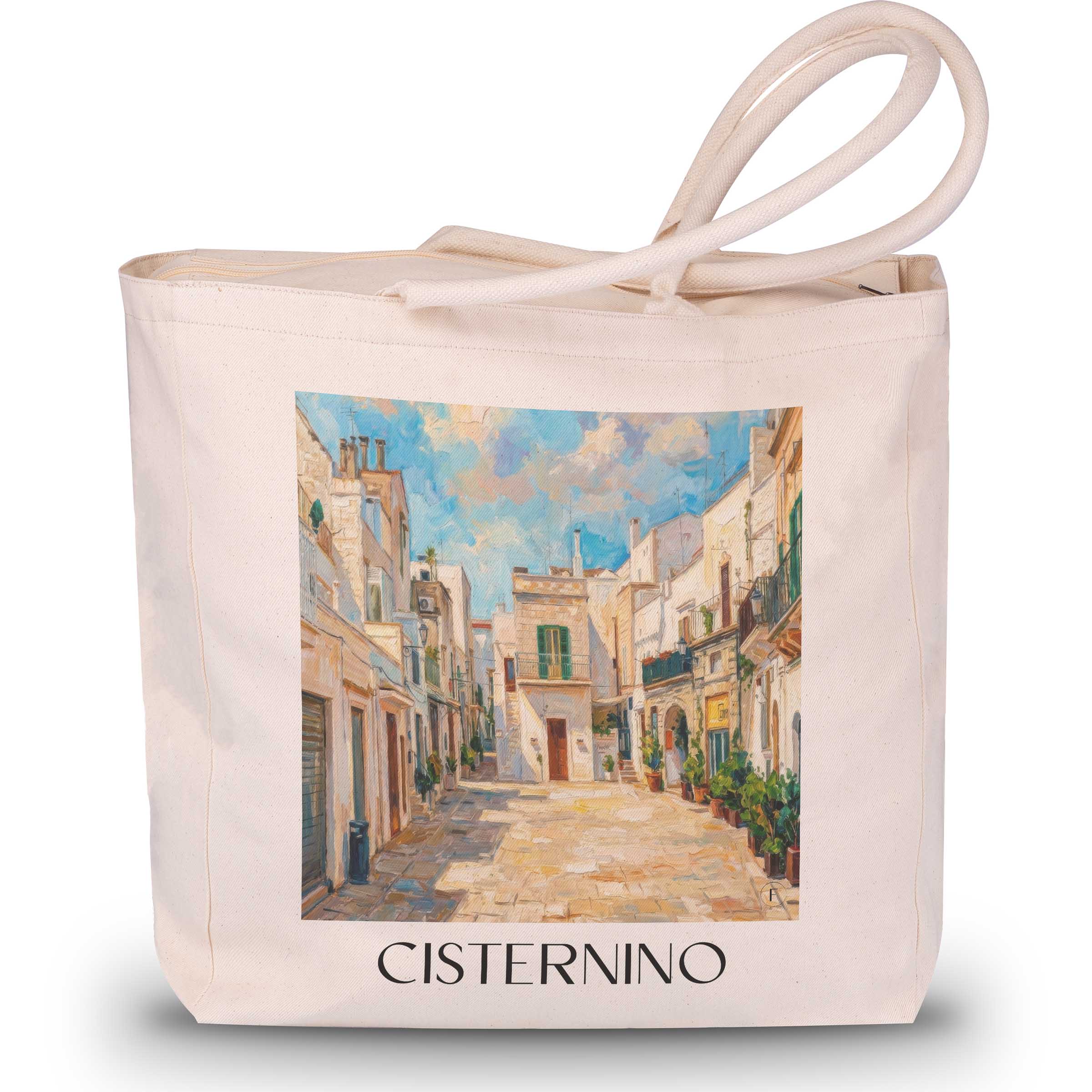 Cisternino Shopping Tasche - Apulien - Italien Tote Bag - Einkaufstasche im Ölgemälde Stil