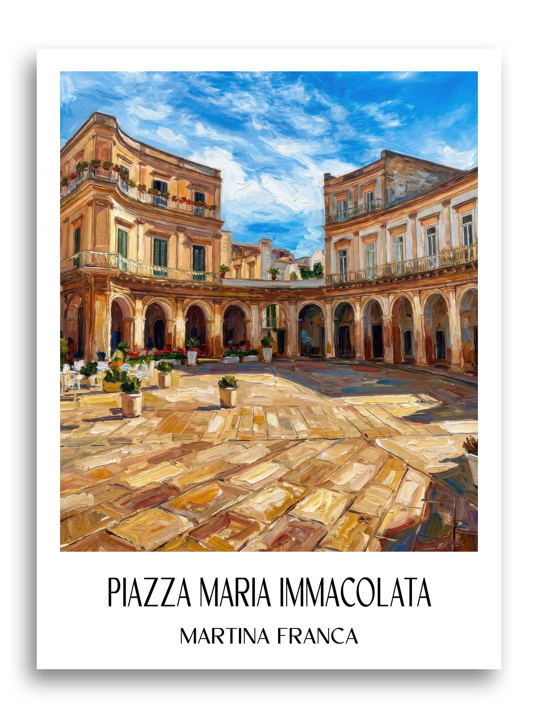 Piazza Maria Immacolata Poster - Martina Franca - Italien Kunstdruck - Ölgemälde von A4 bis A1