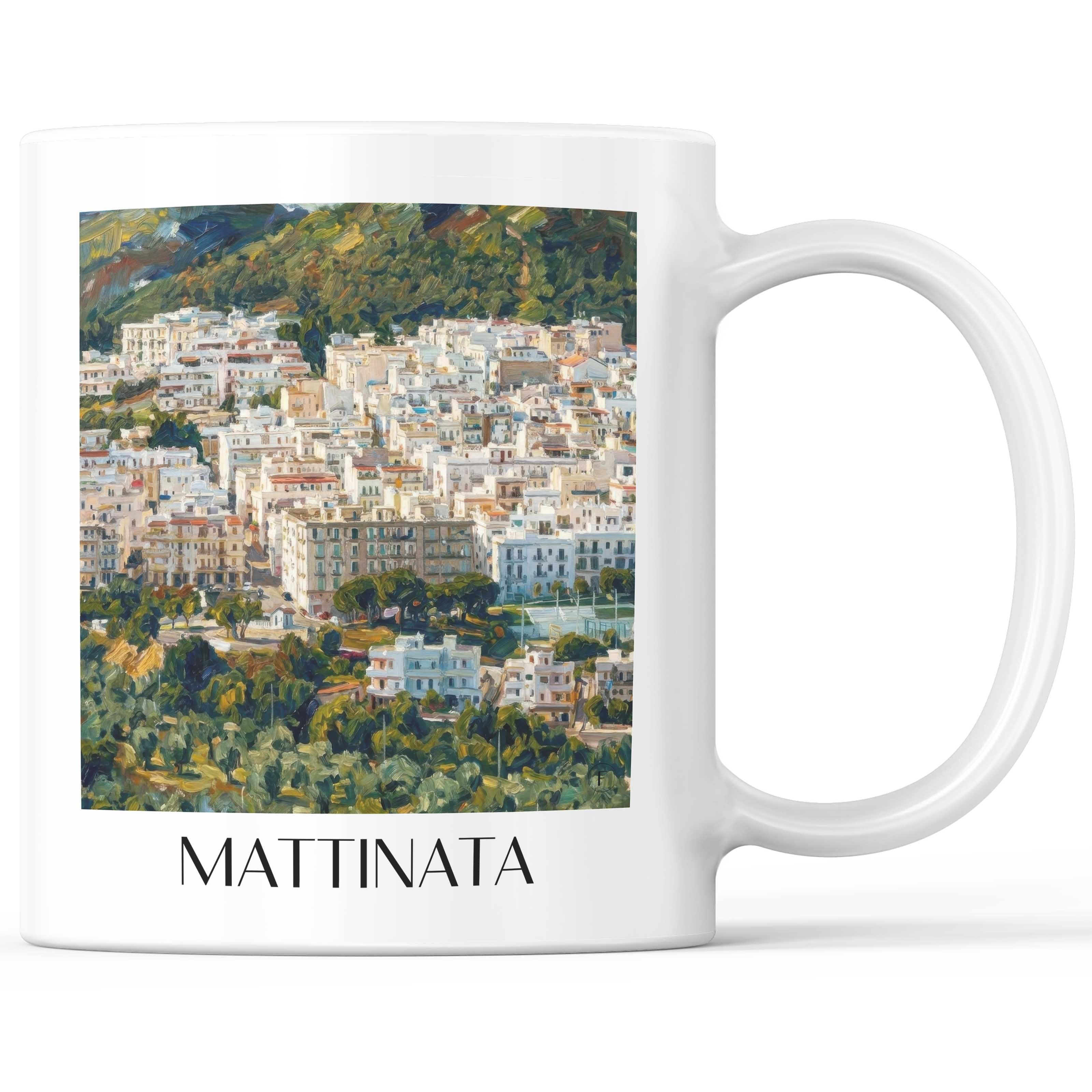 Mattinata Kaffeebecher - Apulien - Italien Becher - Kaffeetasse im Ölgemälde Stil