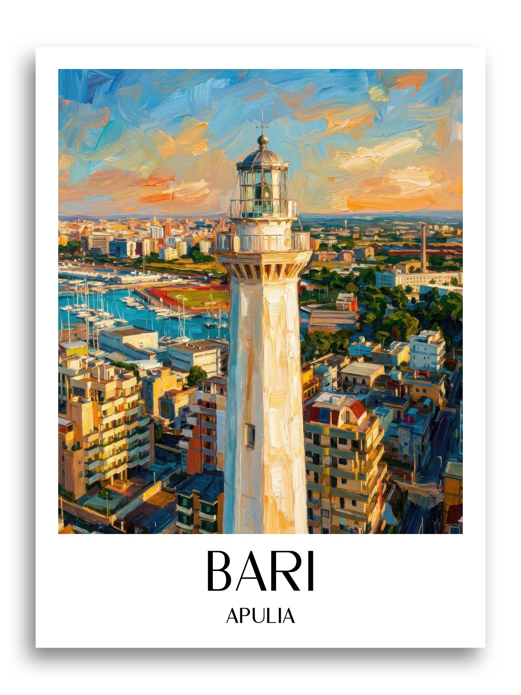 Bari Poster - Apulien - Italien Kunstdruck - Ölgemälde von A4 bis A1