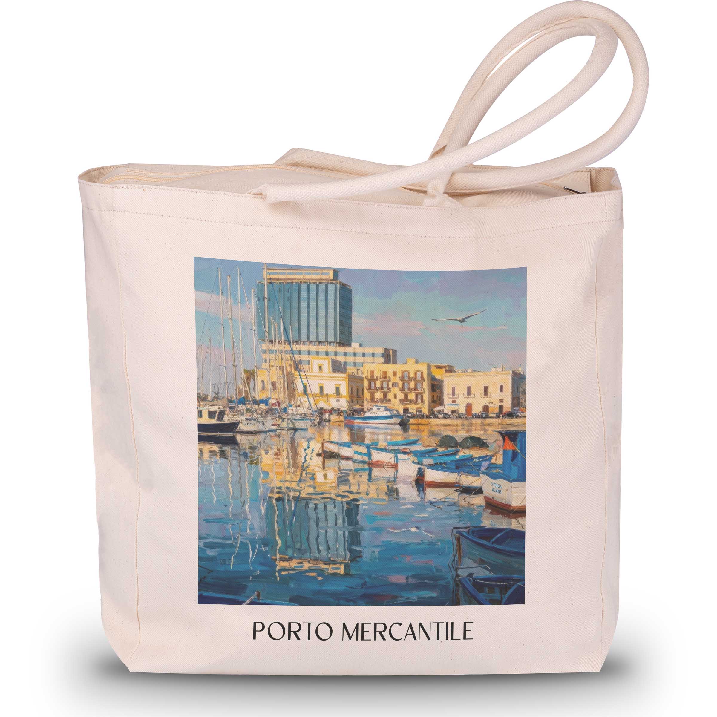 Porto Mercantile Shopping Tasche - Gallipoli - Italien Tote Bag - Einkaufstasche im Ölgemälde Stil