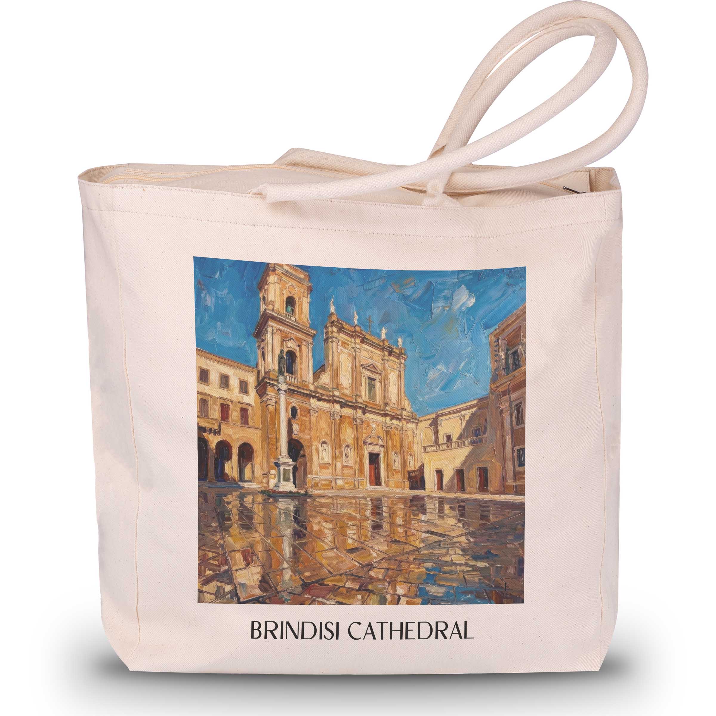 Kathedrale von Brindisi Shopping Tasche - Apulien - Italien Tote Bag - Einkaufstasche im Ölgemälde Stil