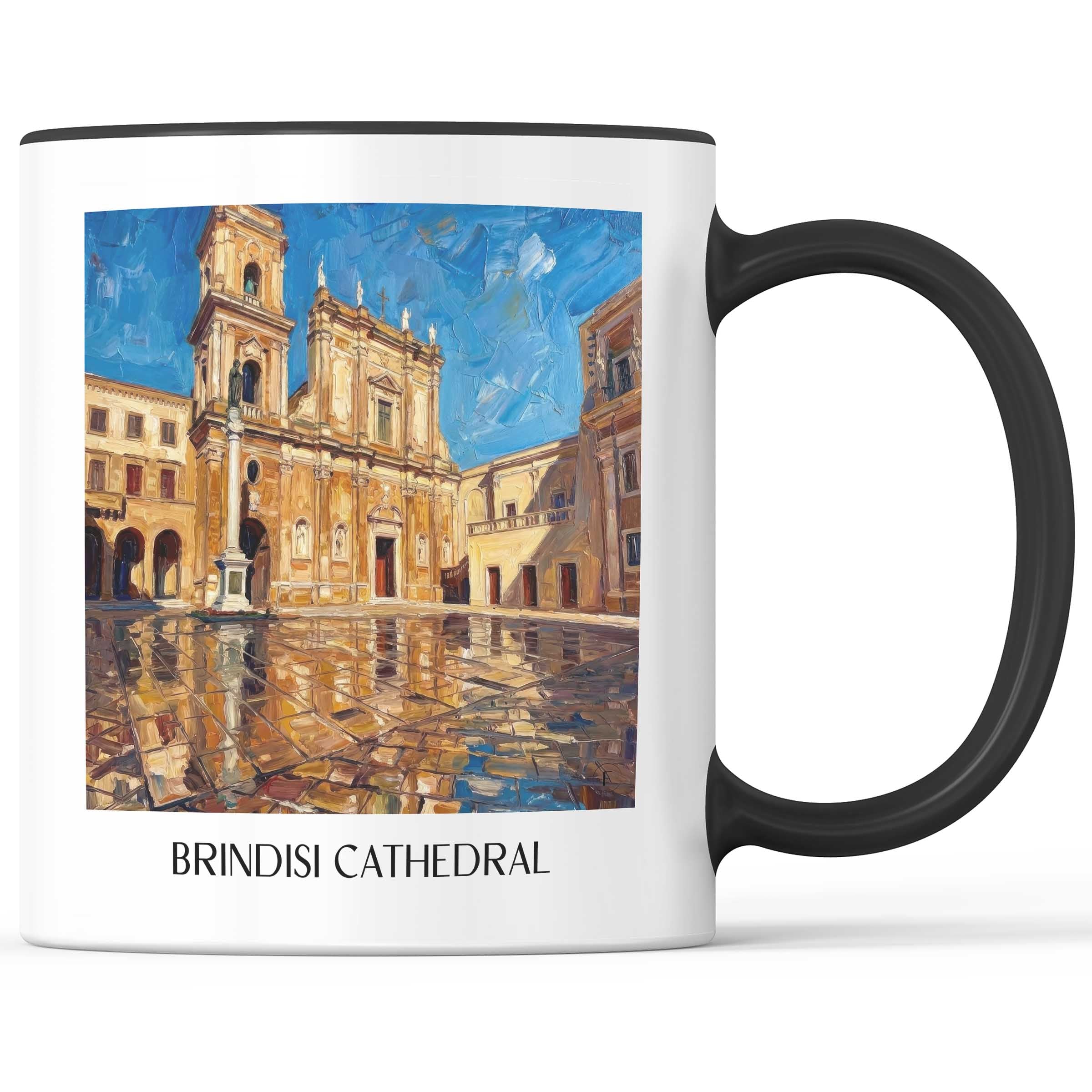 Kathedrale von Brindisi Kaffeebecher - Apulien - Italien Becher - Kaffeetasse im Ölgemälde Stil