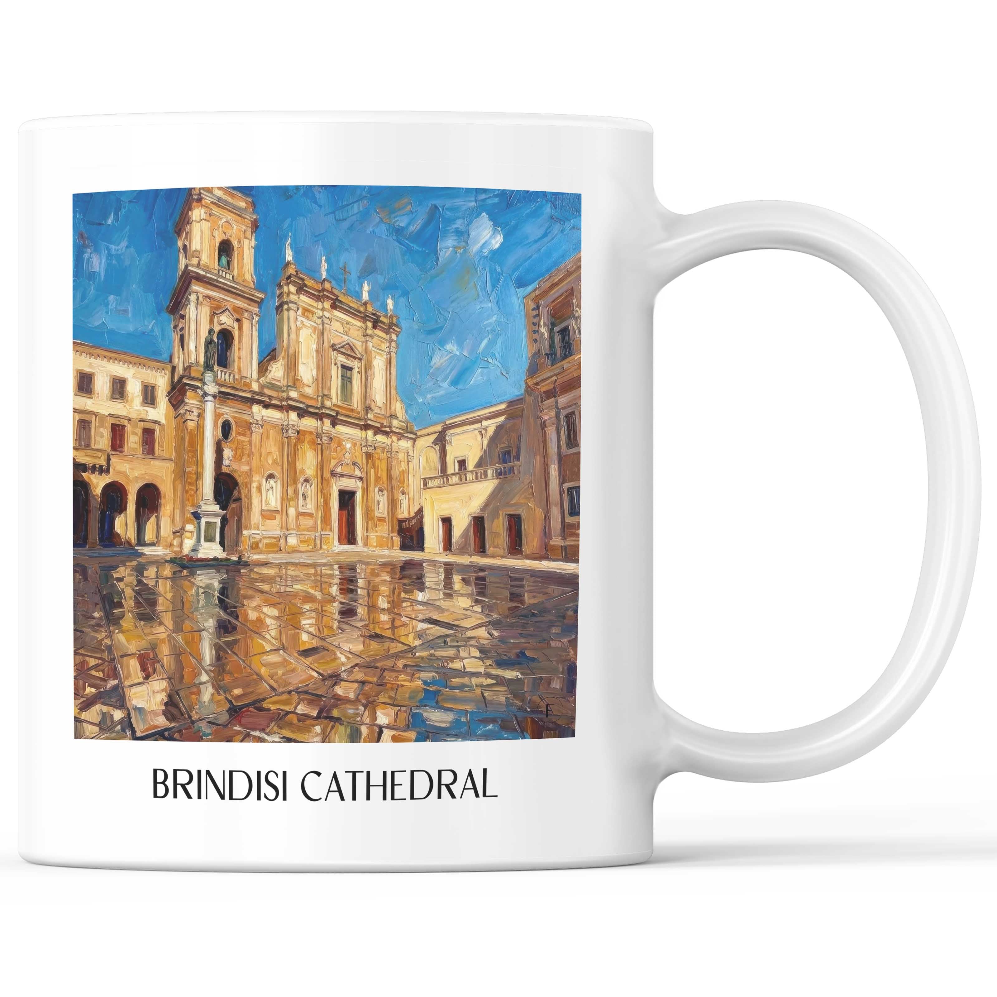 Kathedrale von Brindisi Kaffeebecher - Apulien - Italien Becher - Kaffeetasse im Ölgemälde Stil