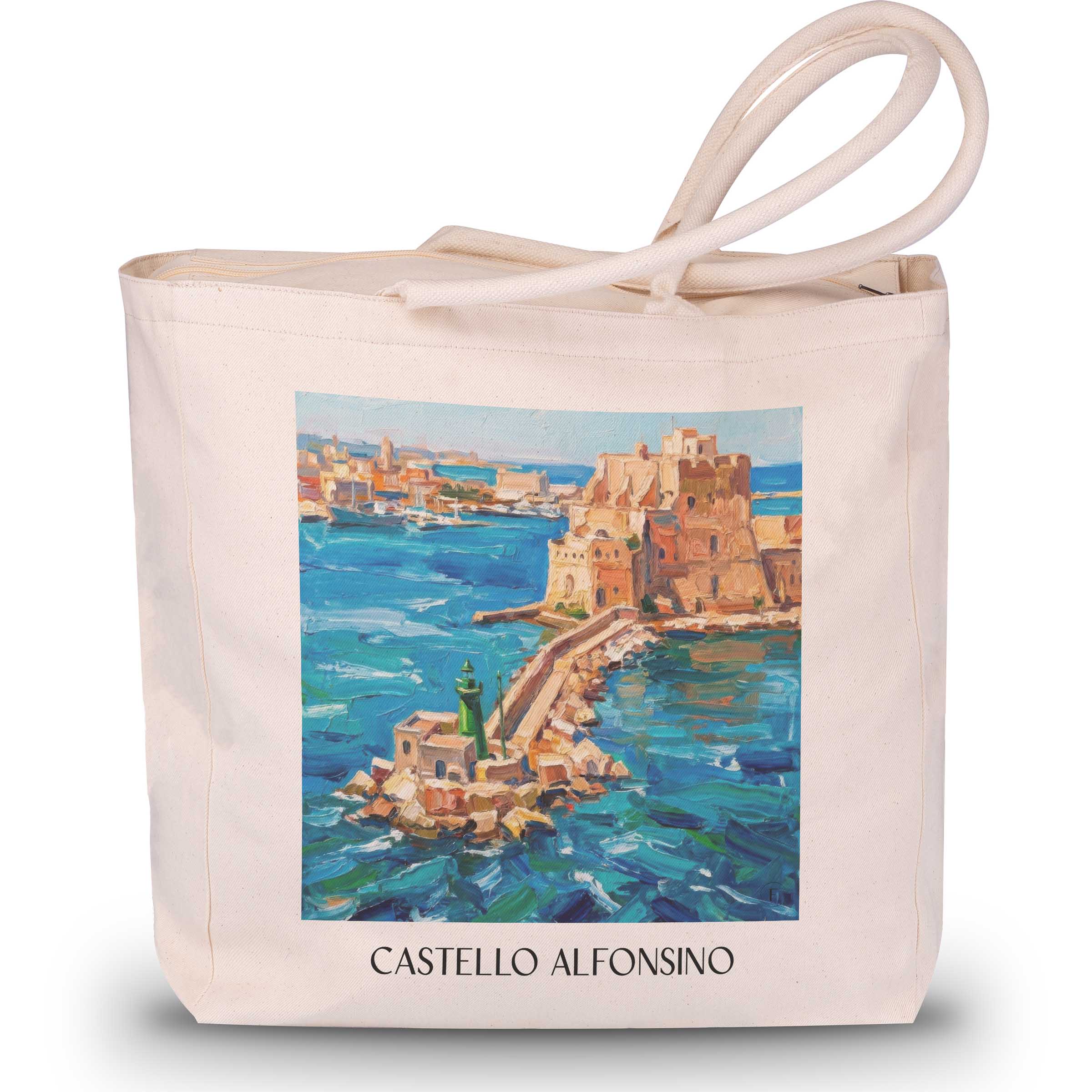Castello Alfonsino Shopping Tasche - Brindisi - Italien Tote Bag - Einkaufstasche im Ölgemälde Stil