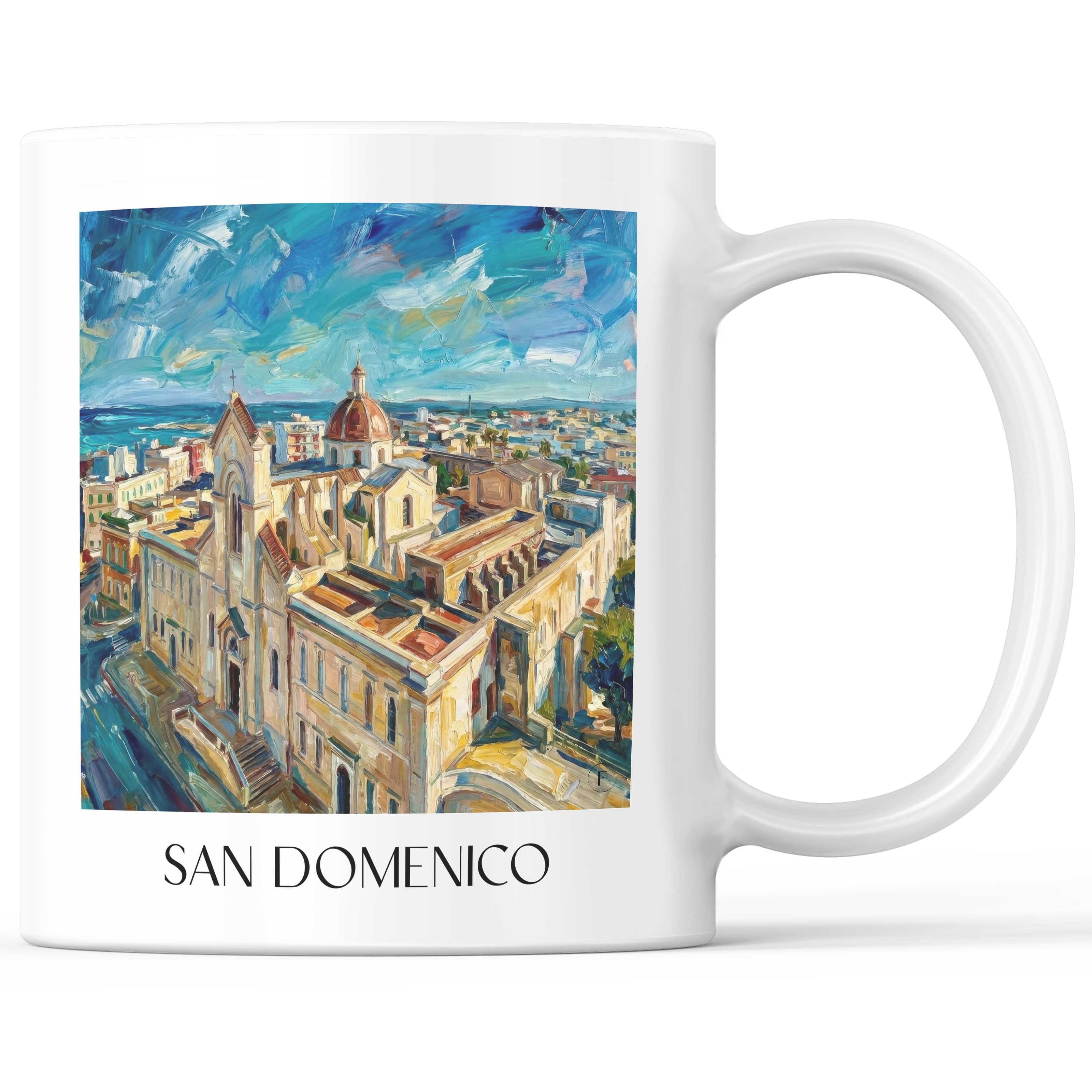 San Domenico Kaffeebecher - Giovinazzo - Italien Becher - Kaffeetasse im Ölgemälde Stil