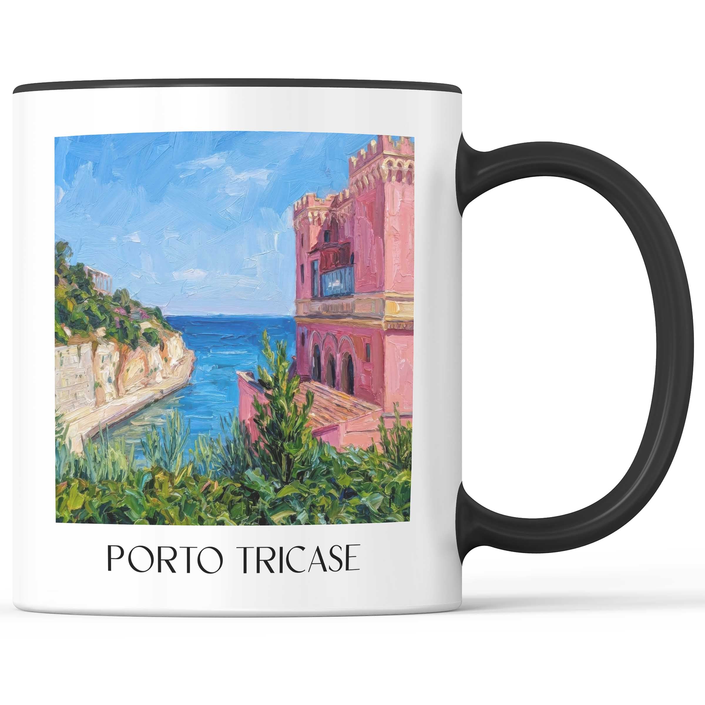Porto Tricase Kaffeebecher - Apulien - Italien Becher - Kaffeetasse im Ölgemälde Stil