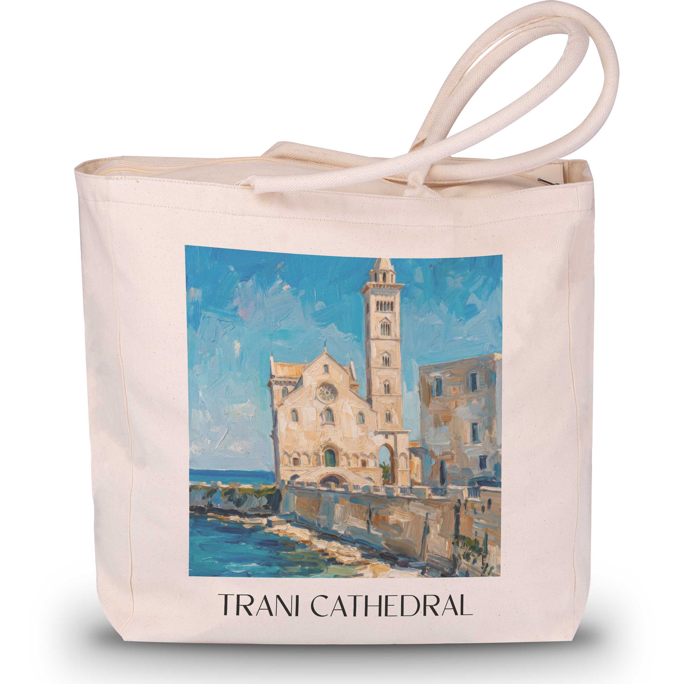 Kathedrale von Trani Shopping Tasche - Apulien - Italien Tote Bag - Einkaufstasche im Ölgemälde Stil