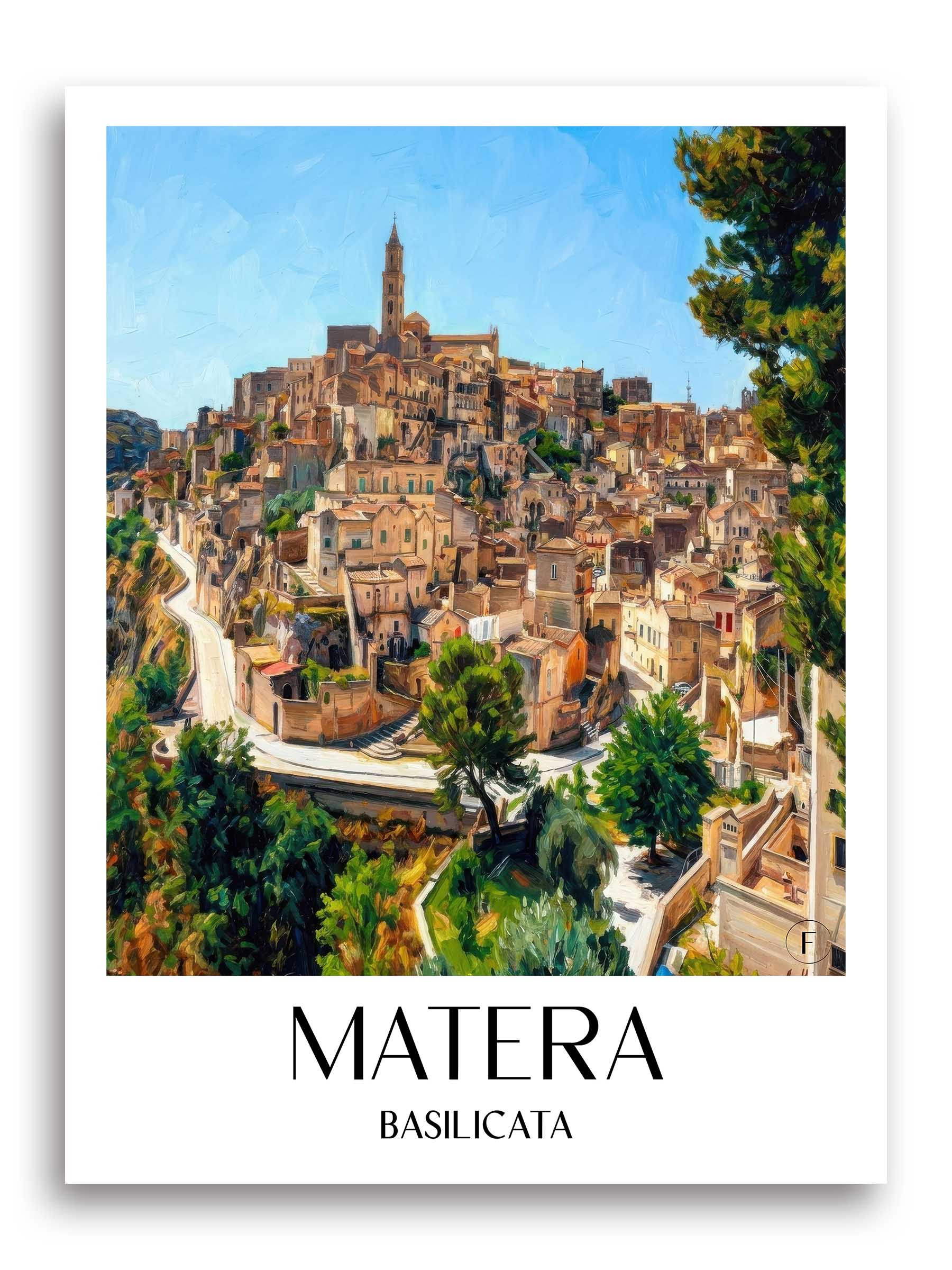 Matera Poster - Basilikata - Italien Kunstdruck - Ölgemälde von A4 bis A1