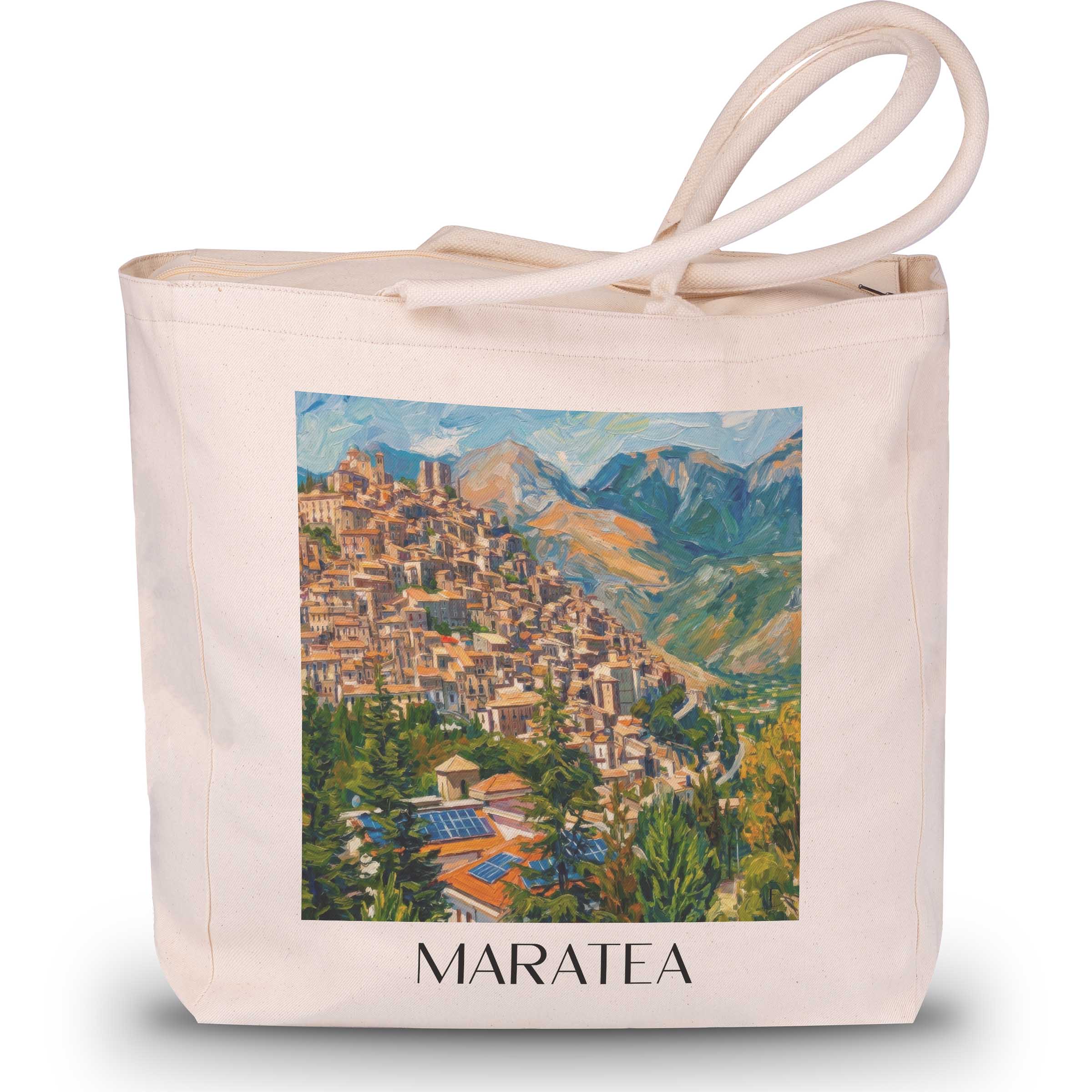 Maratea Shopping Tasche - Basilikata - Italien Tote Bag - Einkaufstasche im Ölgemälde Stil