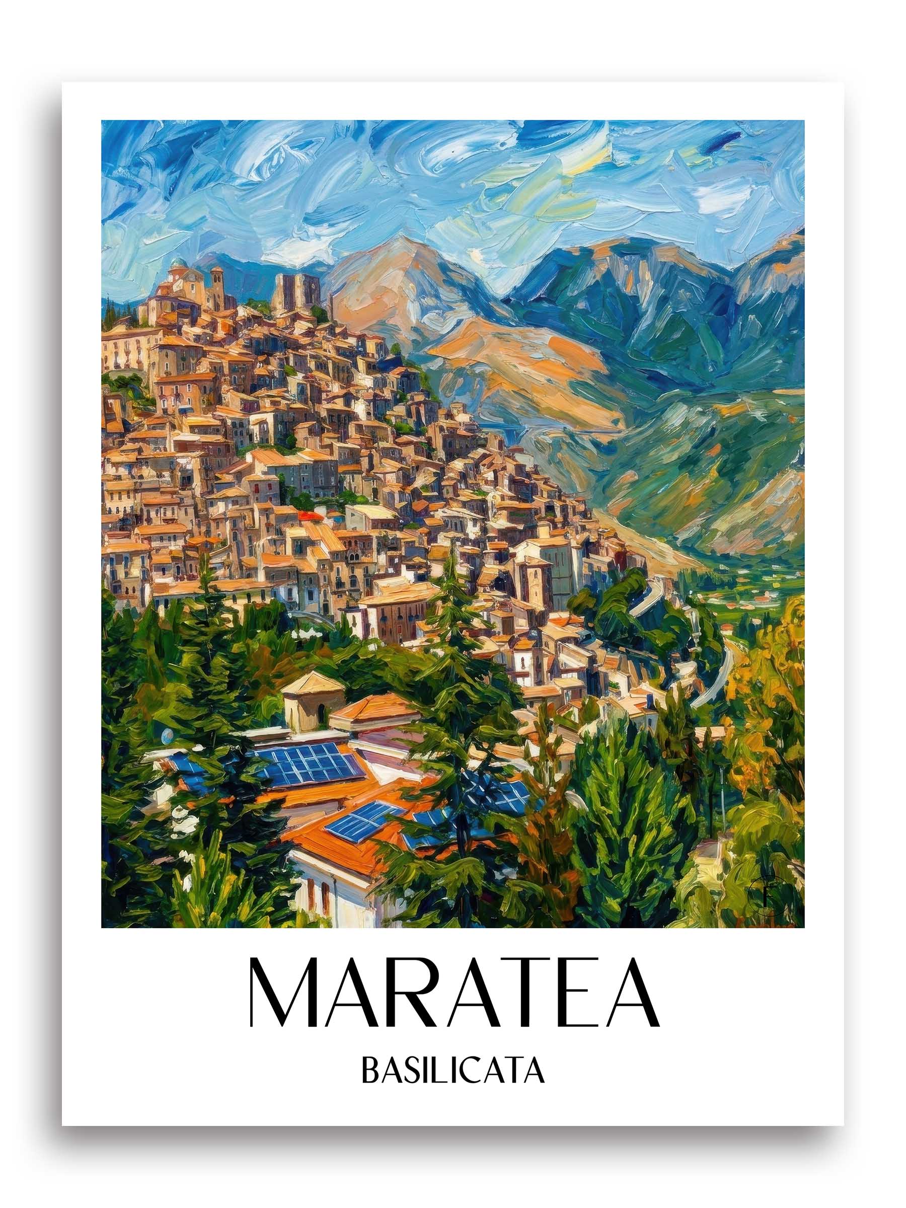 Maratea Poster - Basilikata - Italien Kunstdruck - Ölgemälde von A4 bis A1