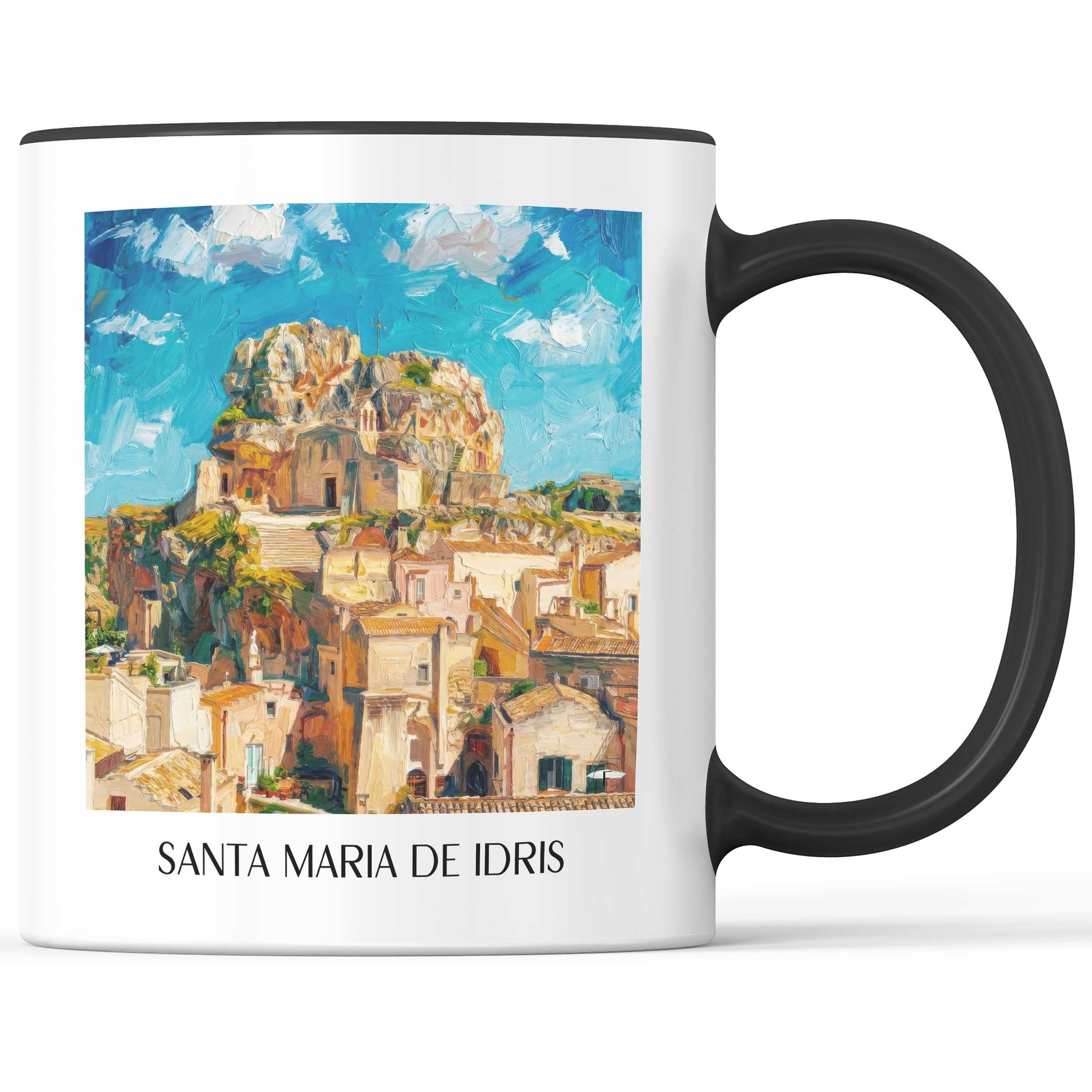 Santa Maria de Idris Kaffeebecher - Matera - Italien Becher - Kaffeetasse im Ölgemälde Stil