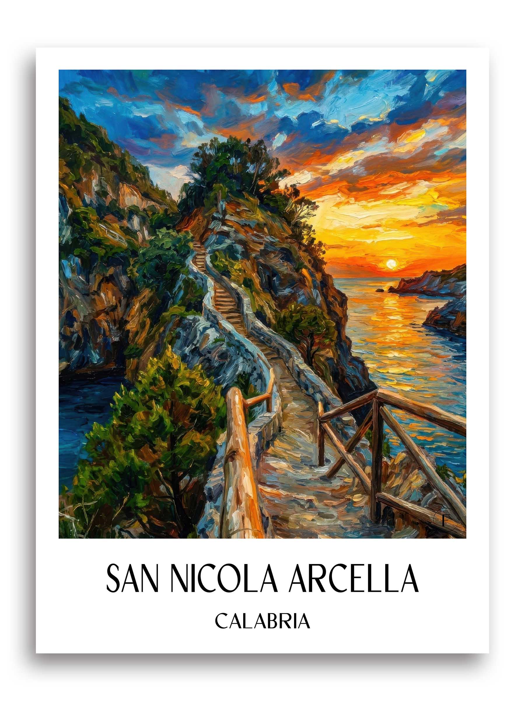 San Nicola Arcella Poster - Kalabrien - Italien Kunstdruck - Ölgemälde von A4 bis A1