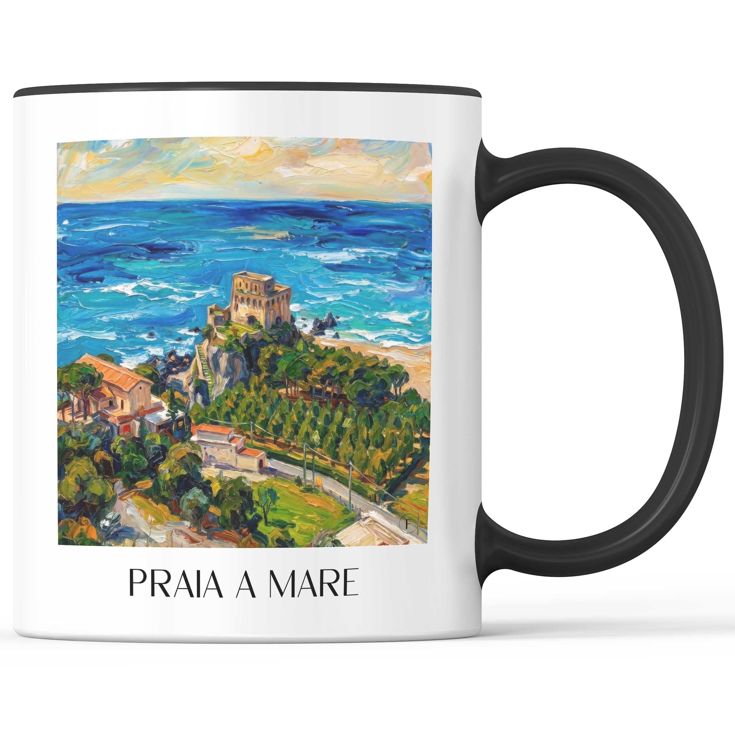 Praia a Mare Kaffeebecher - Kalabrien - Italien Becher - Kaffeetasse im Ölgemälde Stil