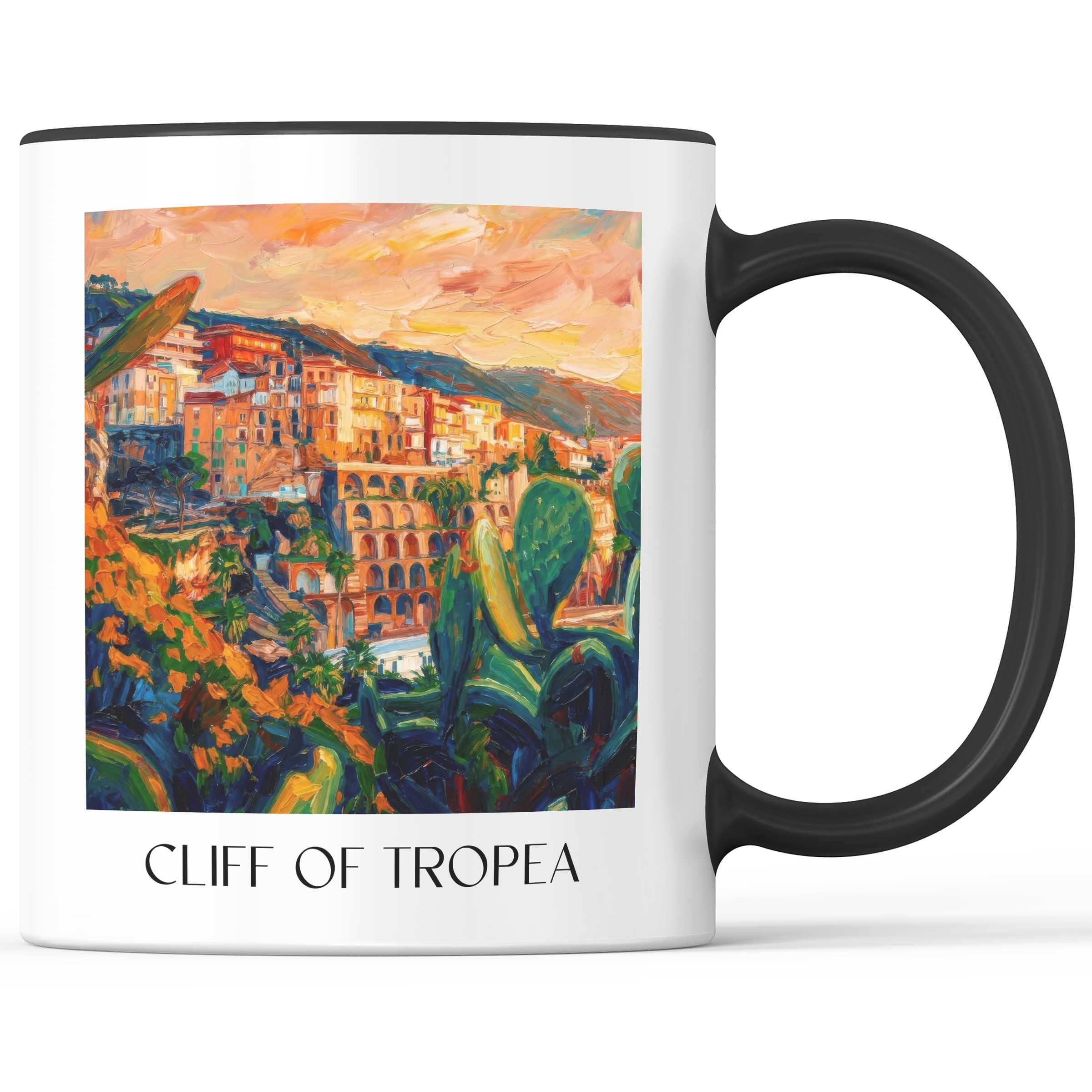 Klippe von Tropea Kaffeebecher - Kalabrien - Italien Becher - Kaffeetasse im Ölgemälde Stil
