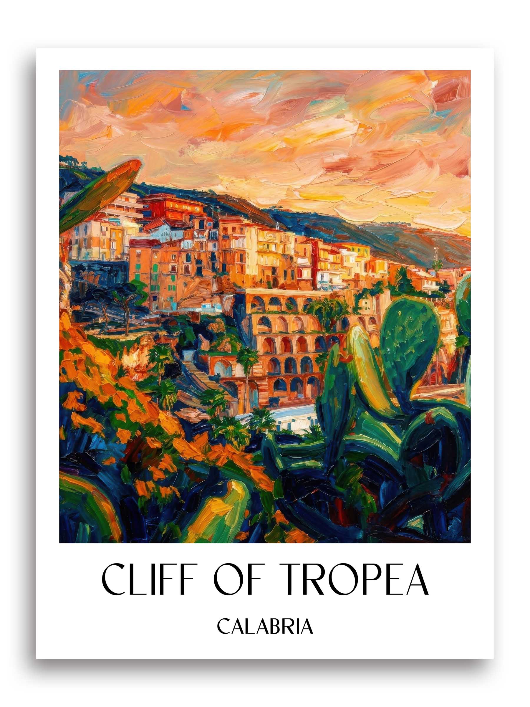 Klippe von Tropea Poster - Kalabrien - Italien Kunstdruck - Ölgemälde von A4 bis A1