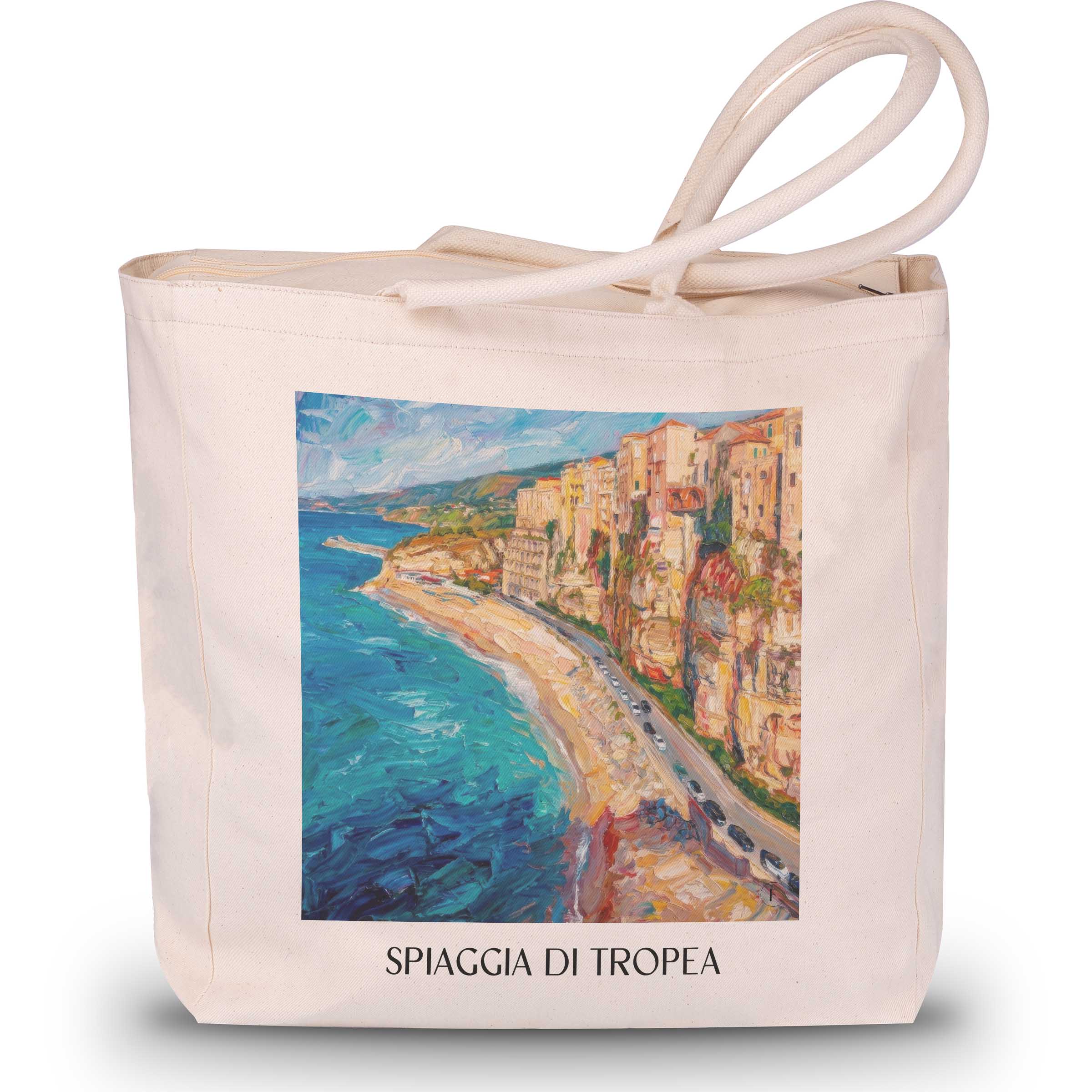 Spiaggia di Tropea Shopping Tasche - Kalabrien - Italien Tote Bag - Einkaufstasche im Ölgemälde Stil
