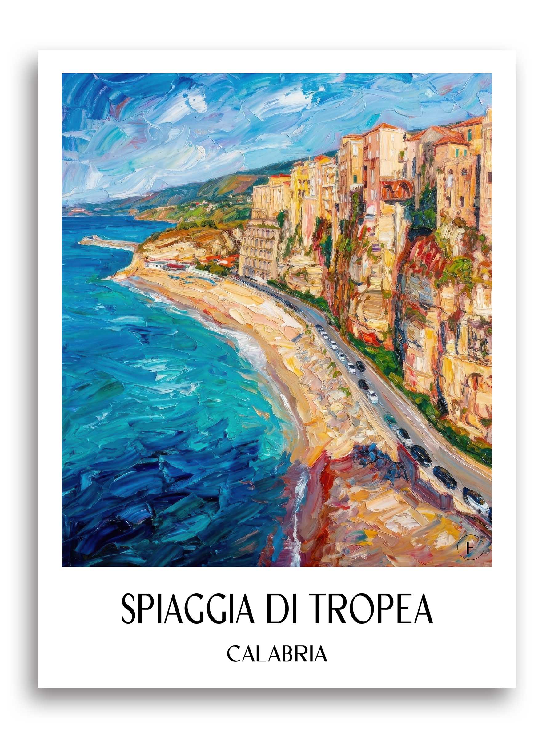 Spiaggia di Tropea Poster - Kalabrien - Italien Kunstdruck - Ölgemälde von A4 bis A1