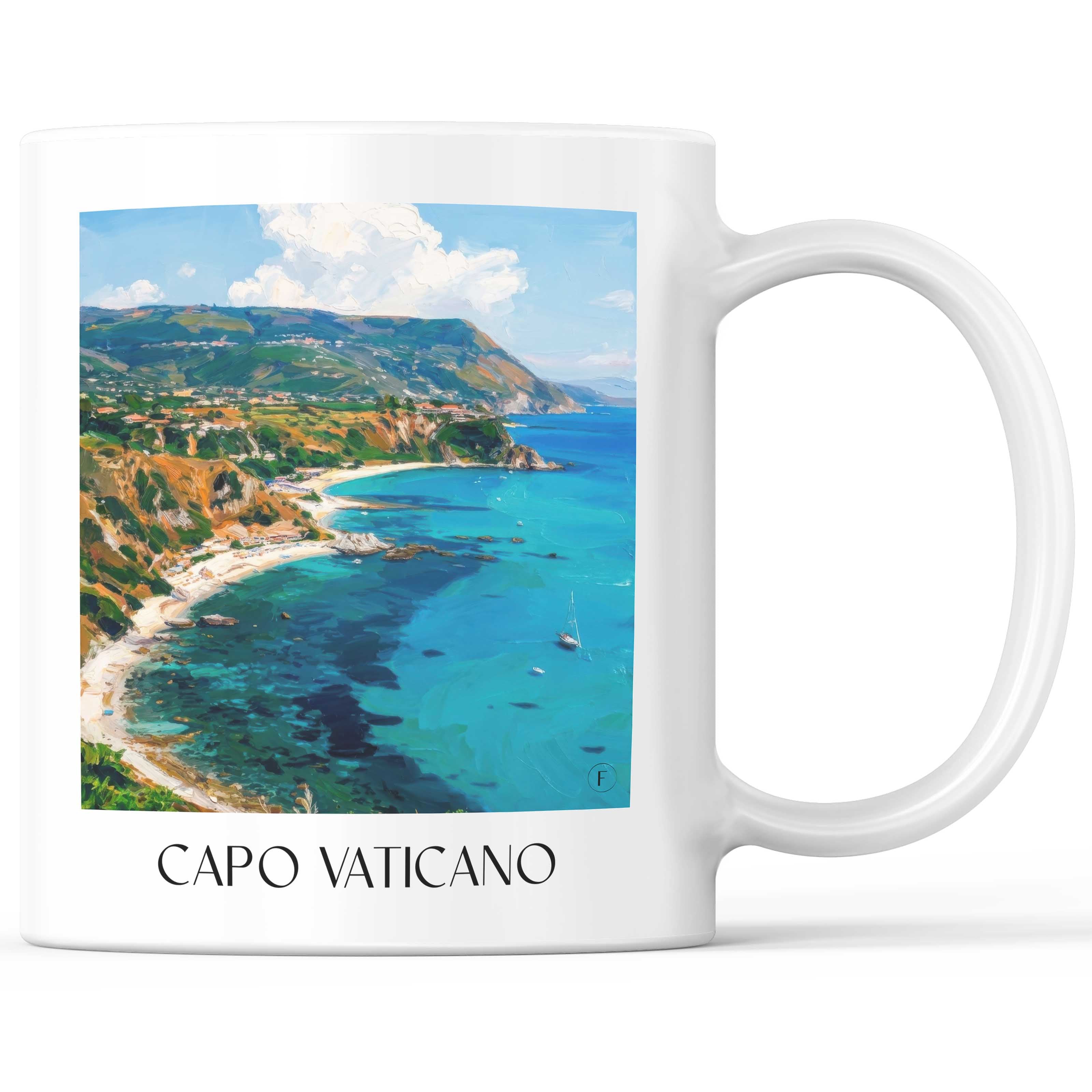 Capo Vaticano Kaffeebecher - Kalabrien - Italien Becher - Kaffeetasse im Ölgemälde Stil