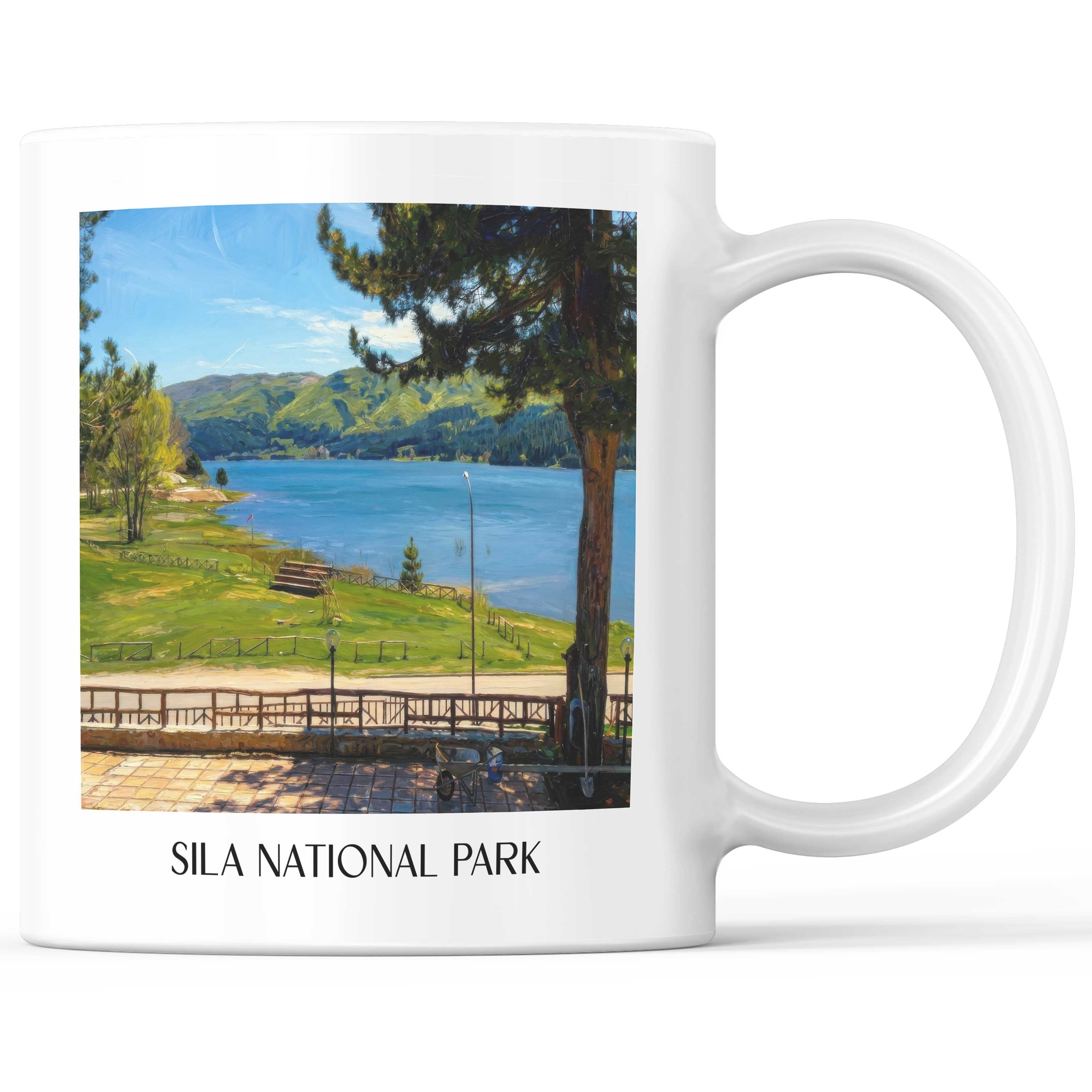Nationalpark Sila Kaffeebecher - Kalabrien - Italien Becher - Kaffeetasse im Ölgemälde Stil