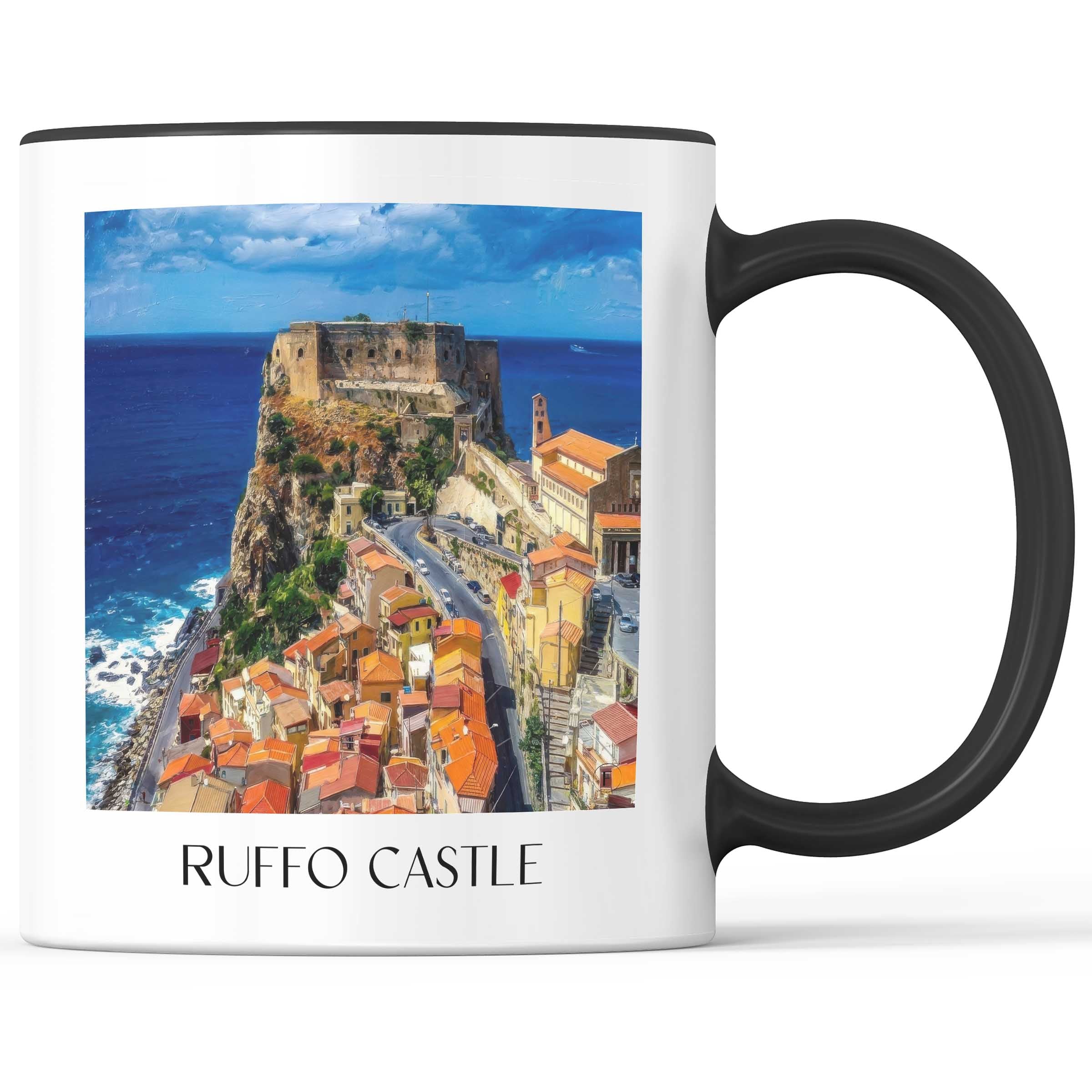 Burg Ruffo Kaffeebecher - Scilla - Italien Becher - Kaffeetasse im Ölgemälde Stil