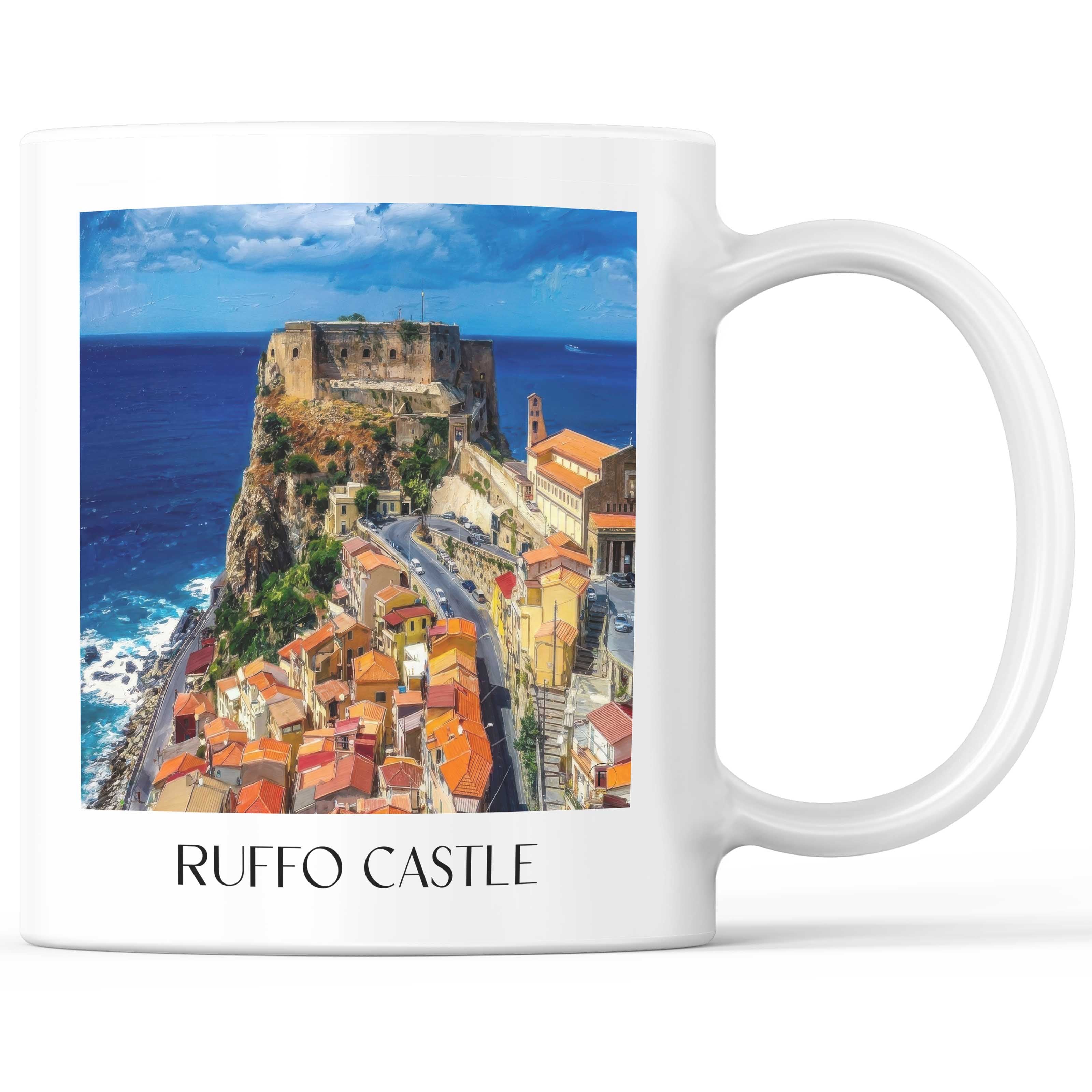 Burg Ruffo Kaffeebecher - Scilla - Italien Becher - Kaffeetasse im Ölgemälde Stil