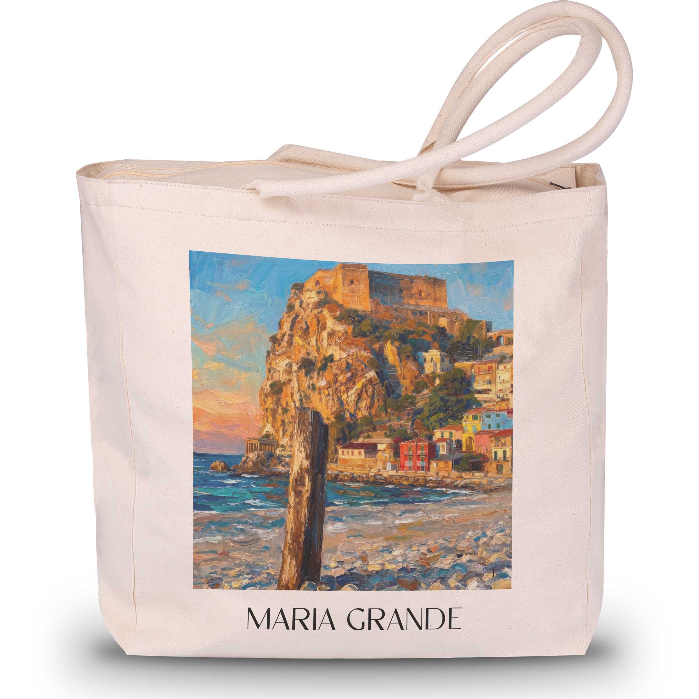 Maria Grande Shopping Tasche - Scilla - Italien Tote Bag - Einkaufstasche im Ölgemälde Stil