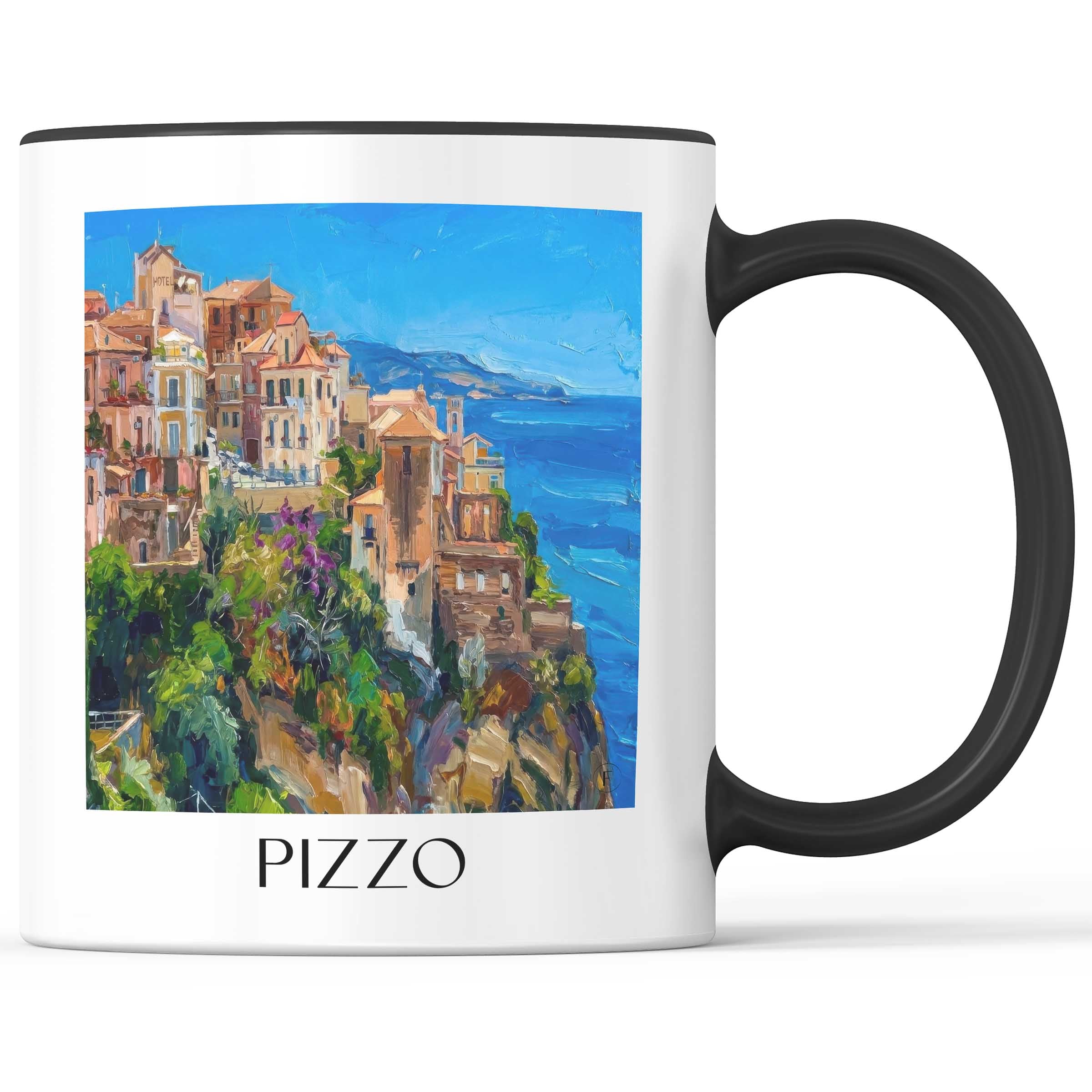 Pizzo Kaffeebecher - Kalabrien - Italien Becher - Kaffeetasse im Ölgemälde Stil