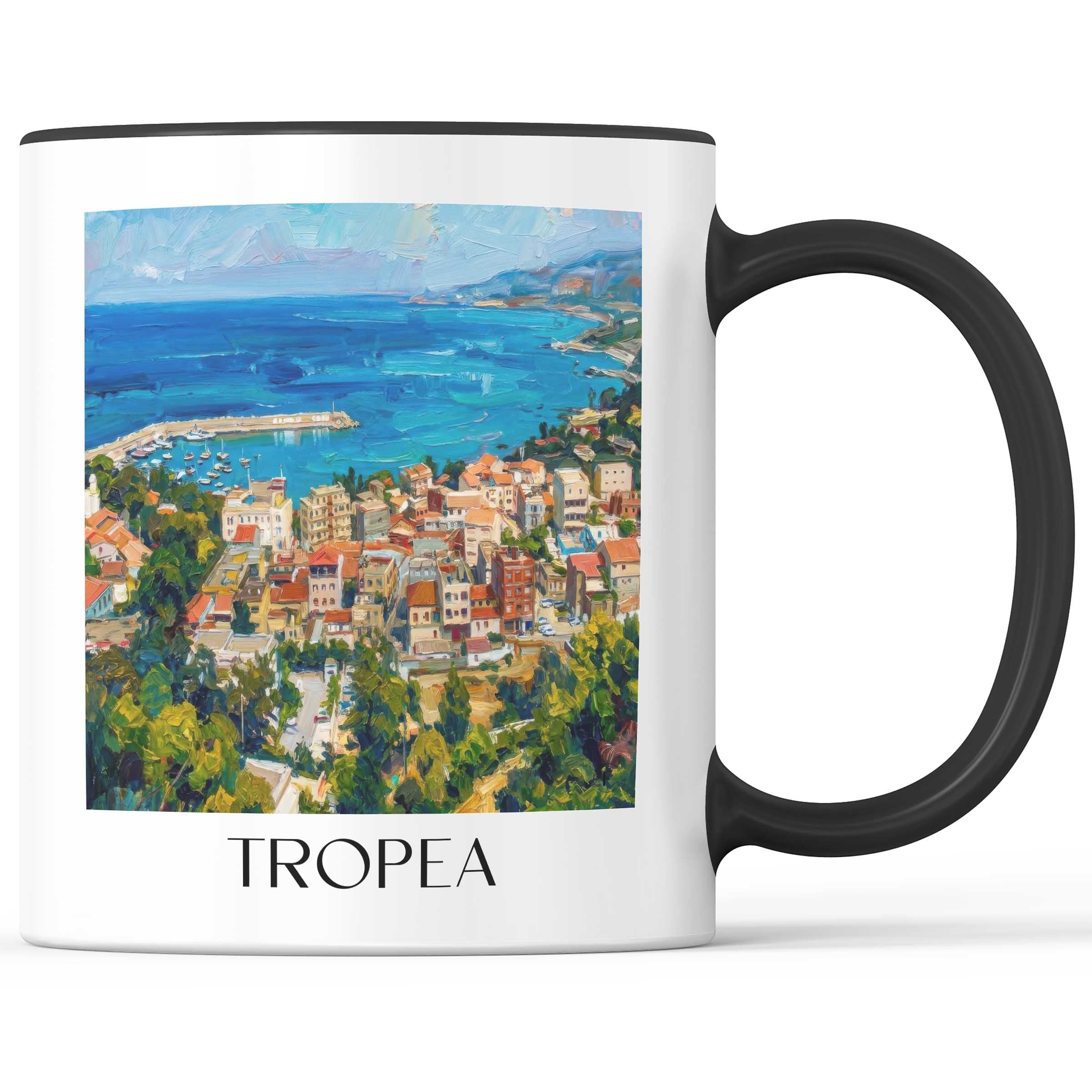 Tropea Kaffeebecher - Kalabrien - Italien Becher - Kaffeetasse im Ölgemälde Stil