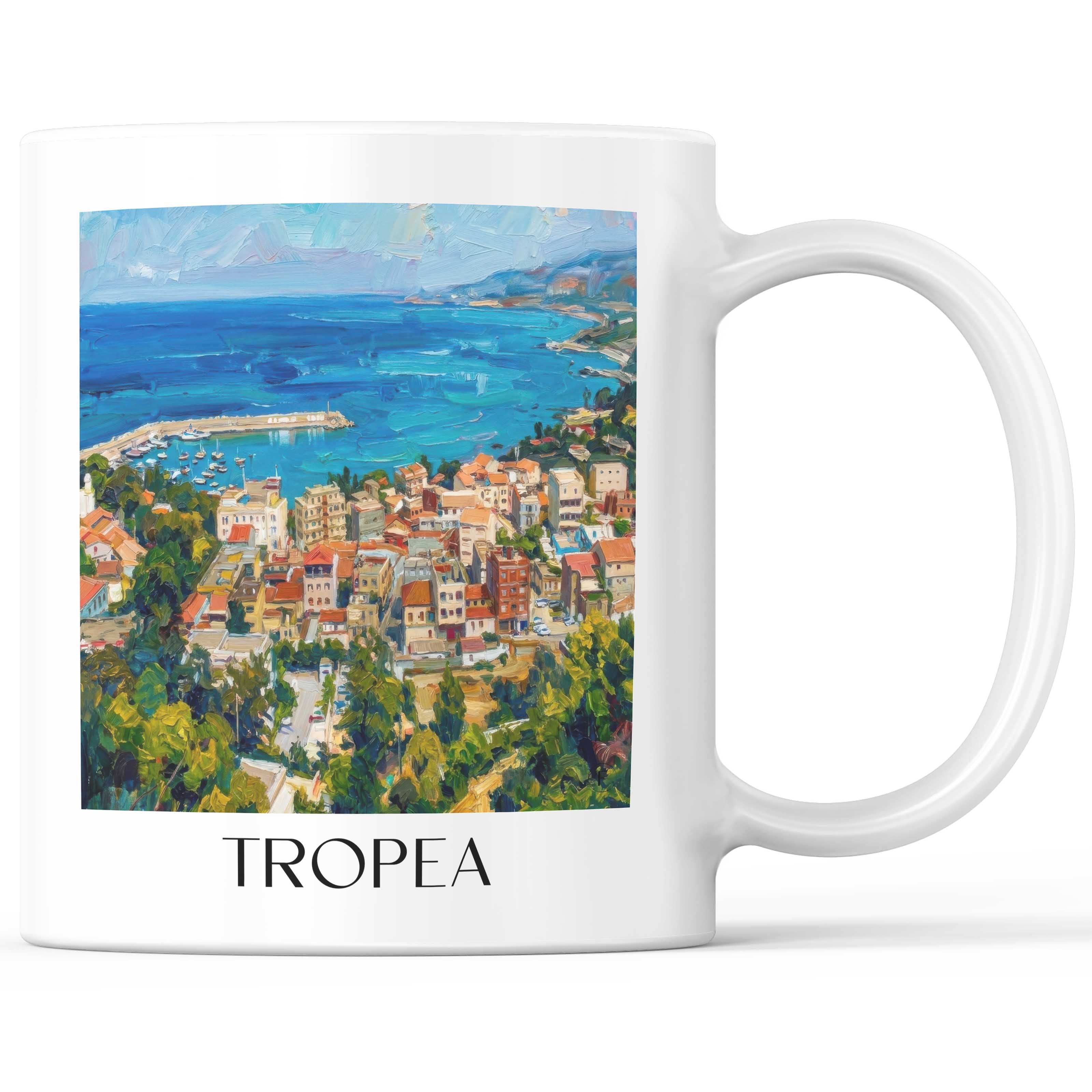 Tropea Kaffeebecher - Kalabrien - Italien Becher - Kaffeetasse im Ölgemälde Stil